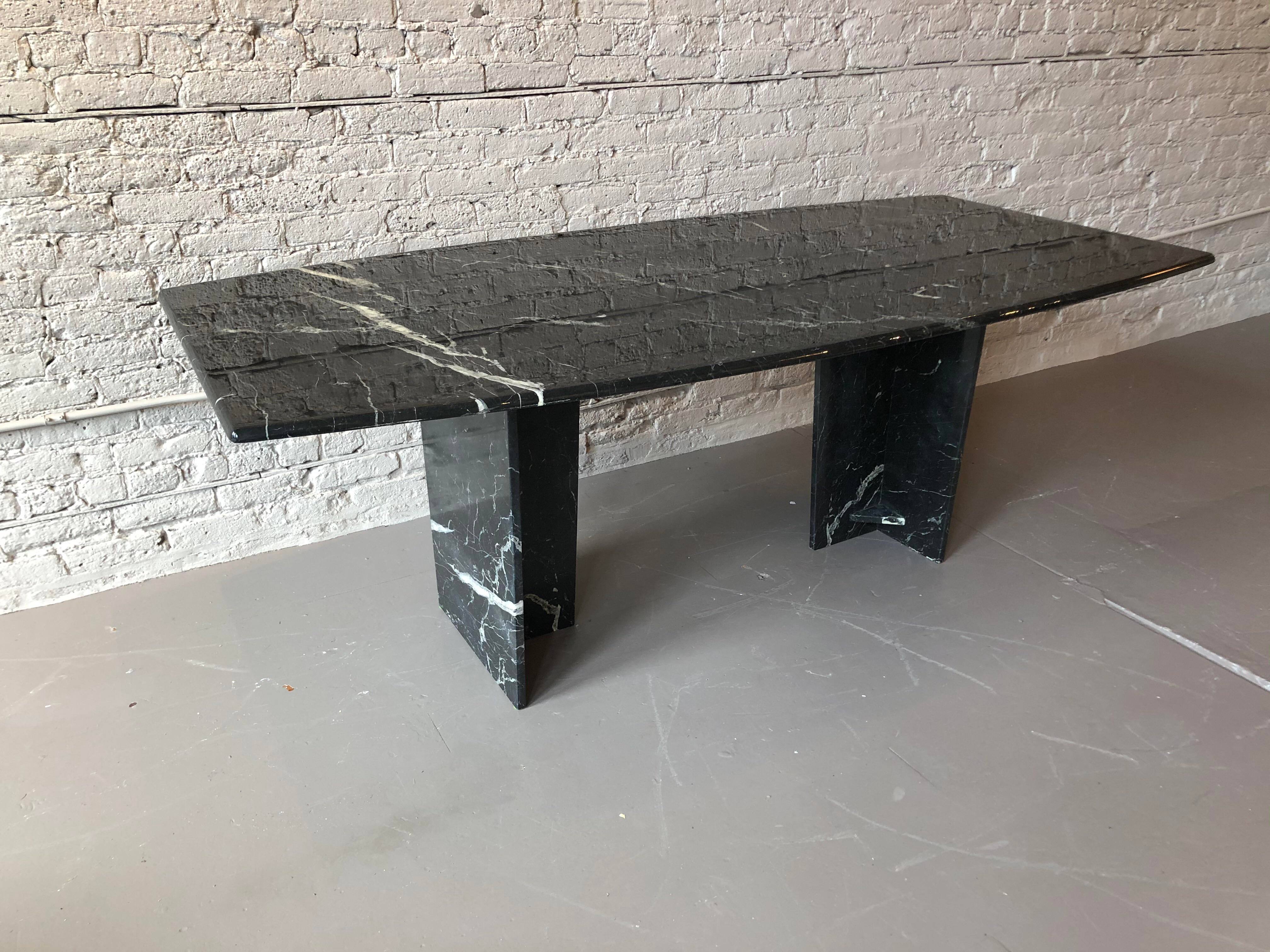 Post Modern Black Marble Dining Table