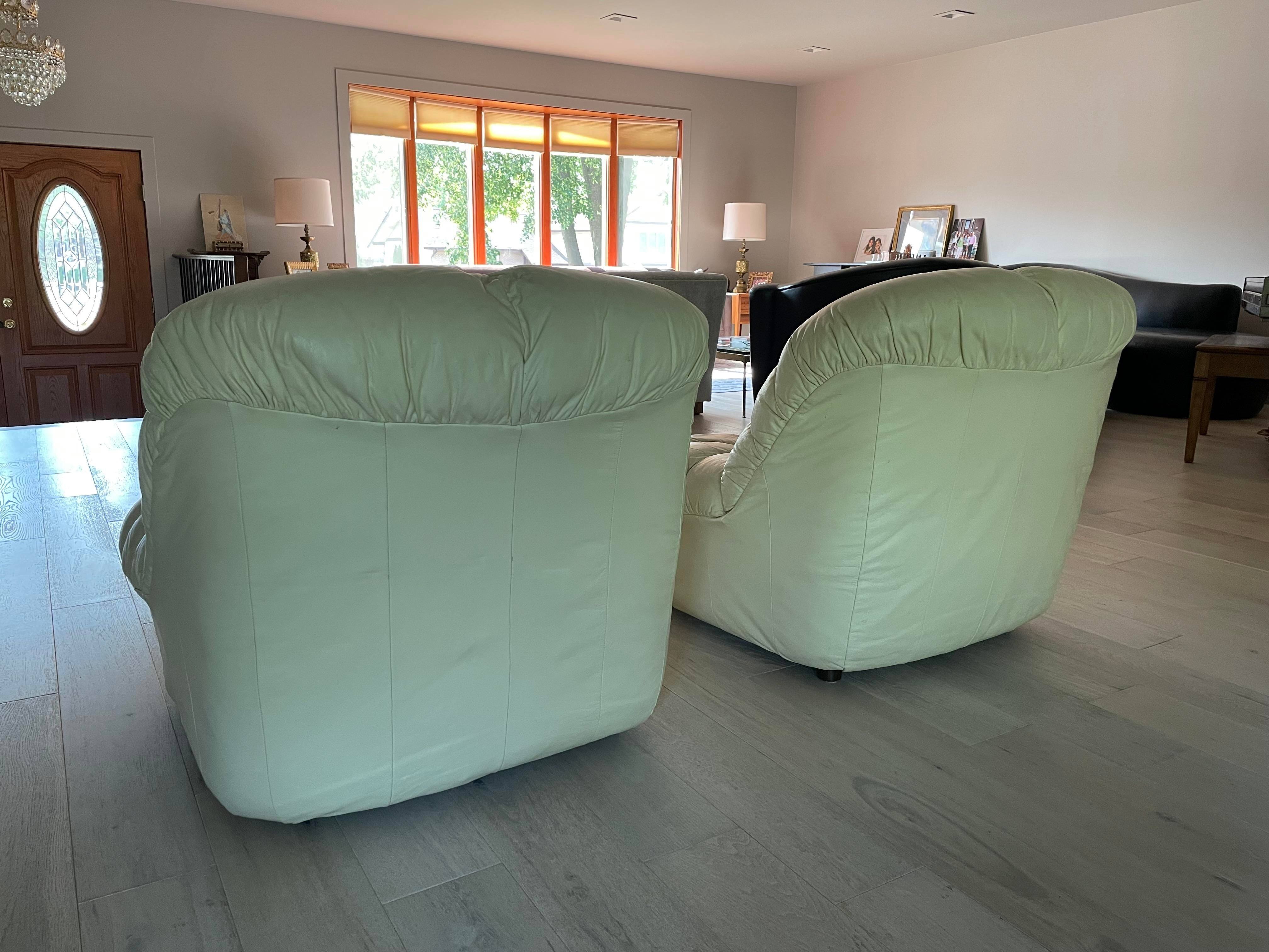 Post Modern Leather Slipper Chairs - a Pair