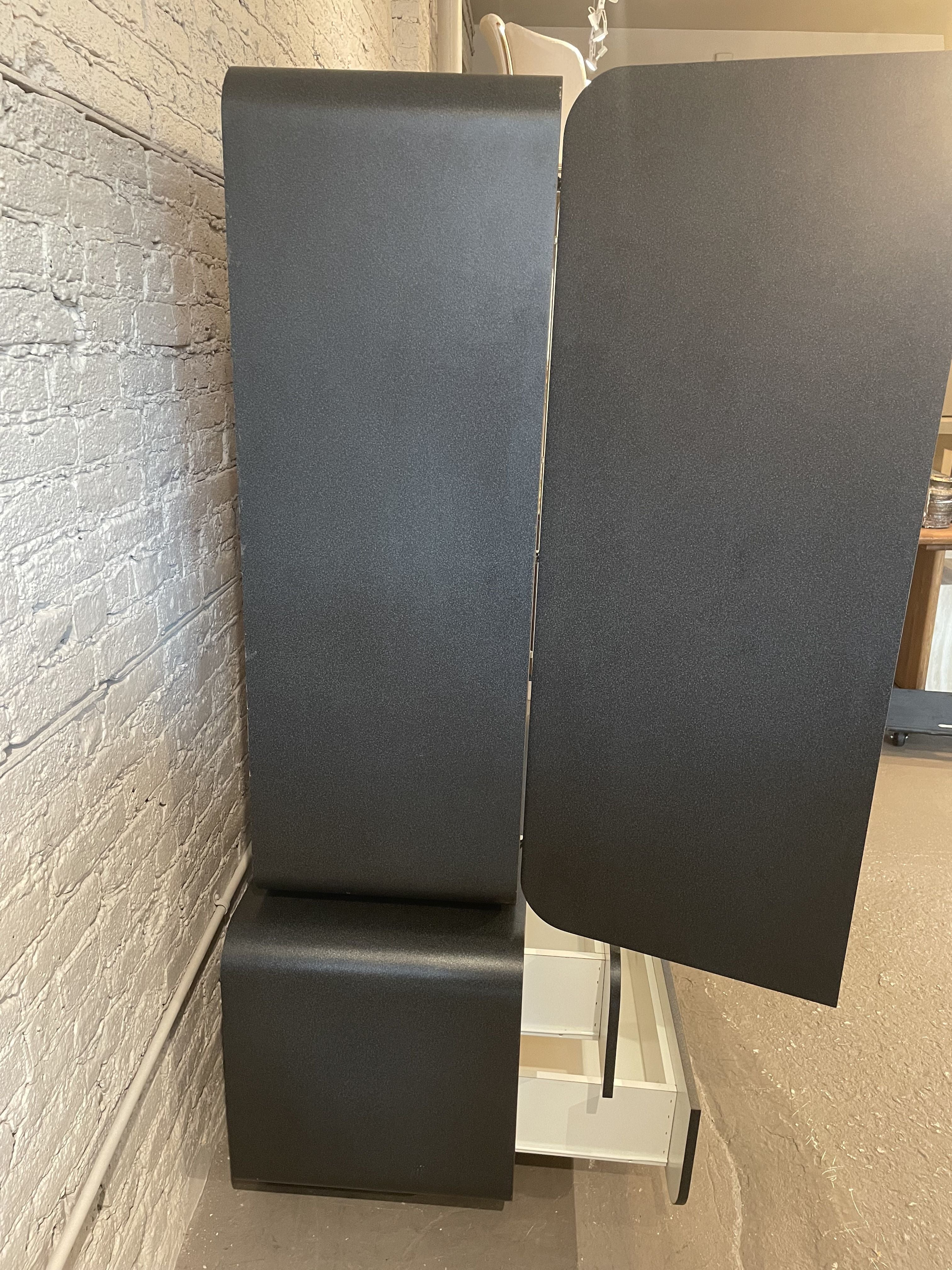 Postmodern Black Hutch Armoire