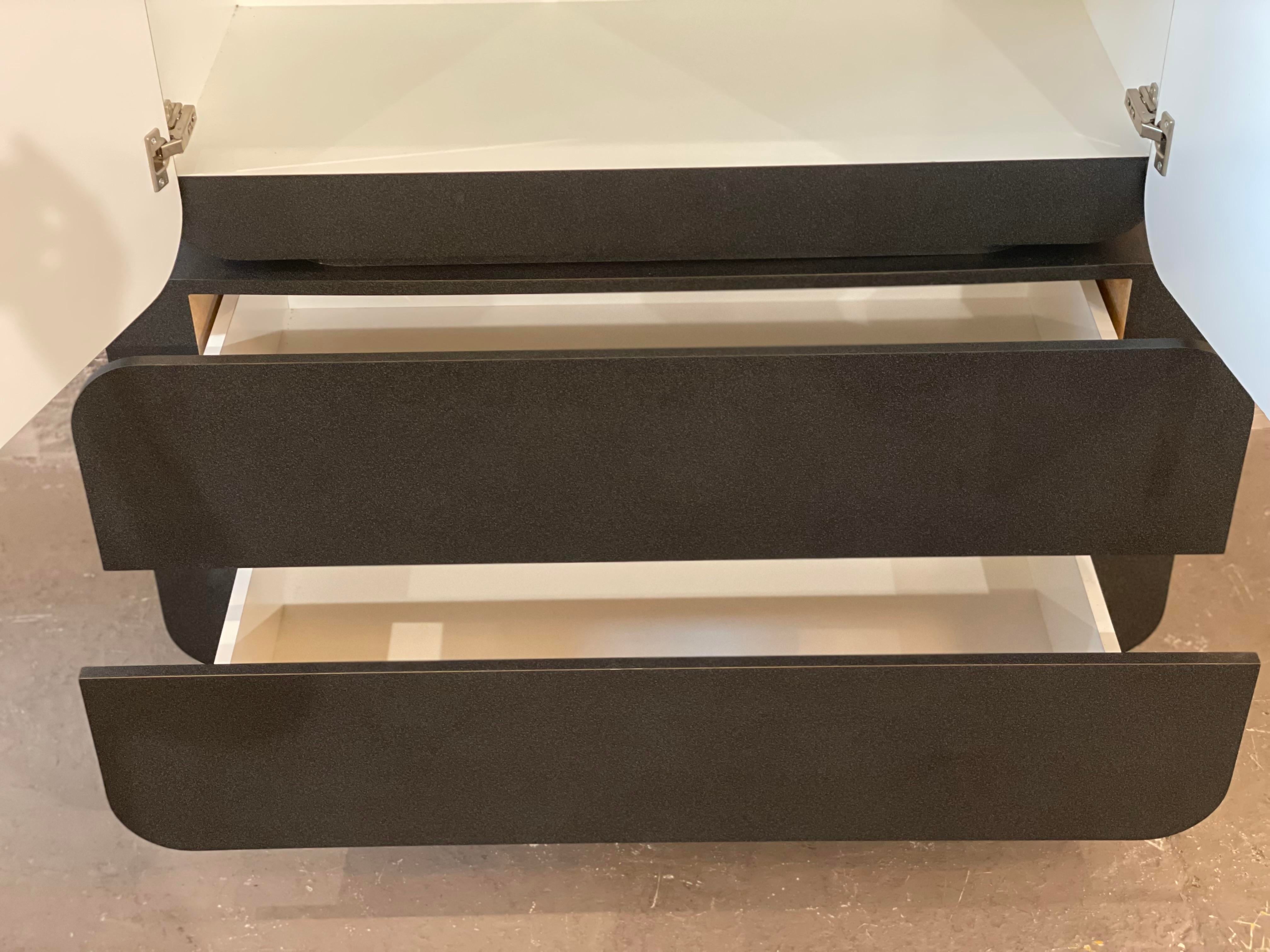 Postmodern Black Hutch Armoire