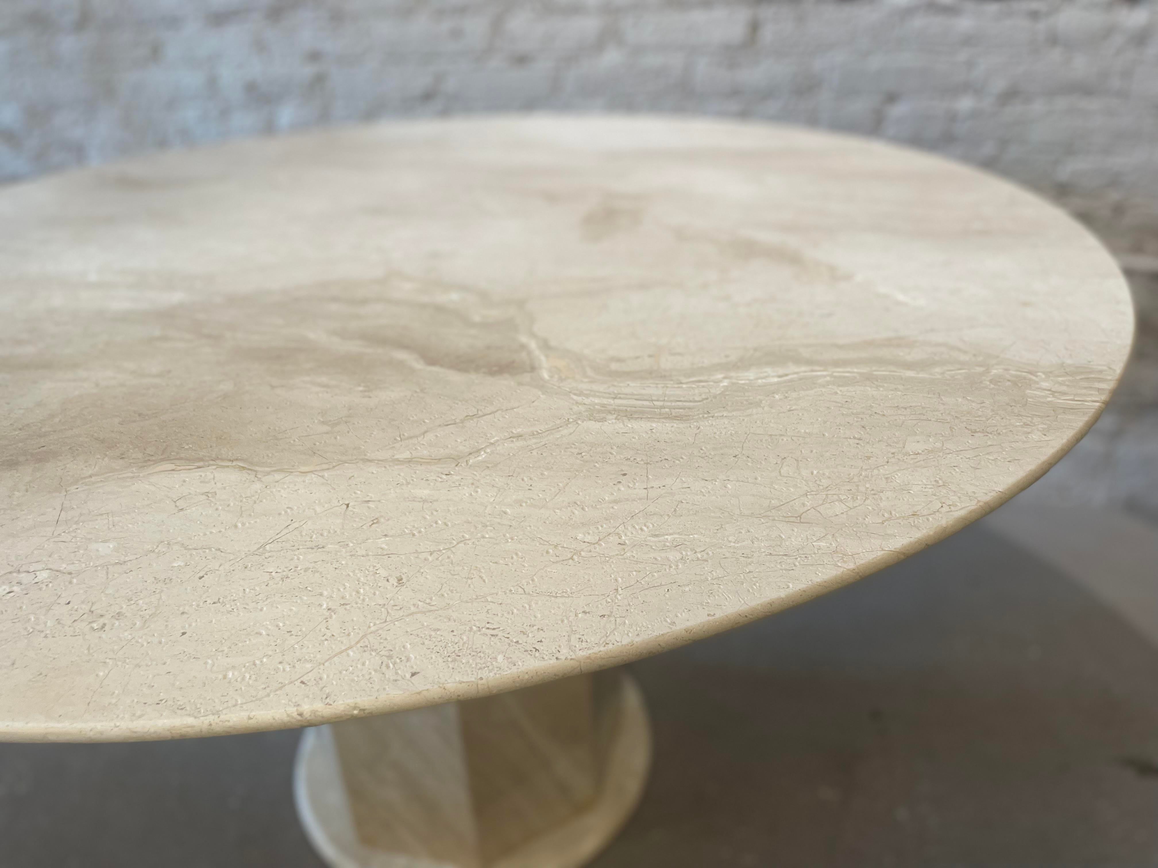 Postmodern Italian Honed Travertine Dining Table 1970s