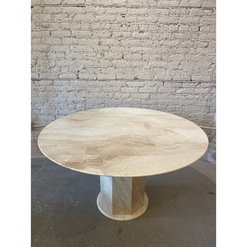 Postmodern Italian Honed Travertine Dining Table 1970s