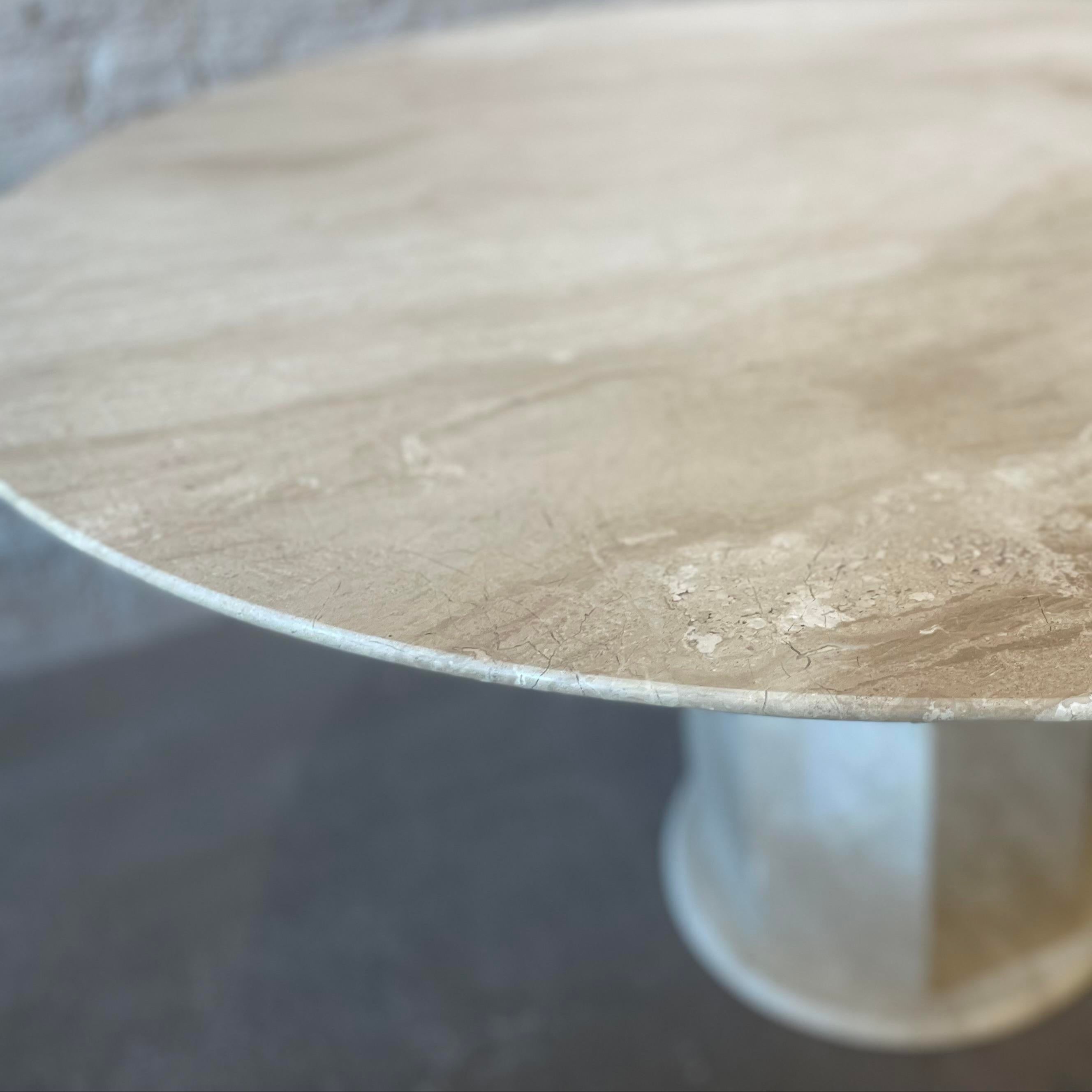Postmodern Italian Honed Travertine Dining Table 1970s