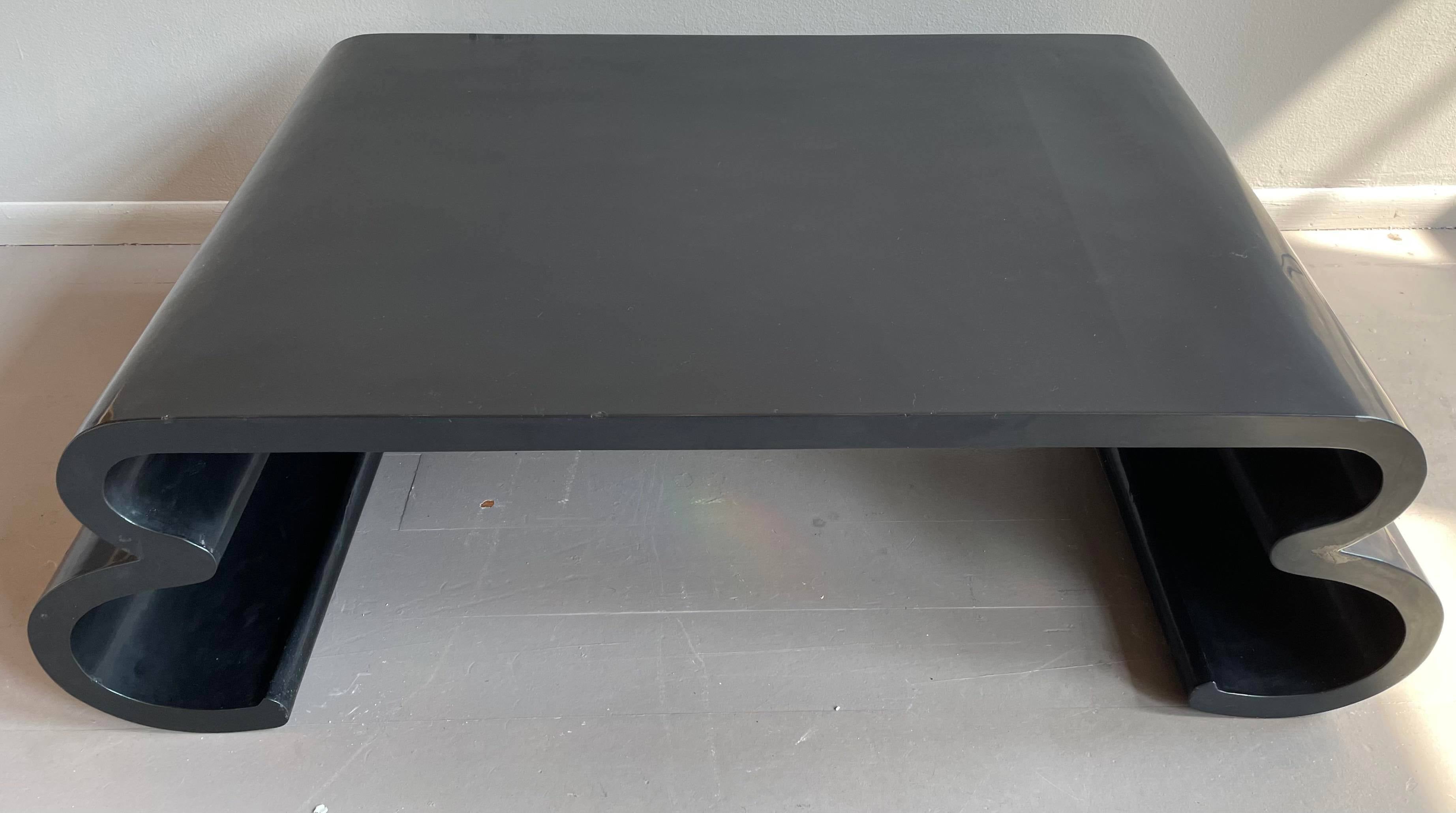 Postmodern Memphis Black Lacquer Coffee Table