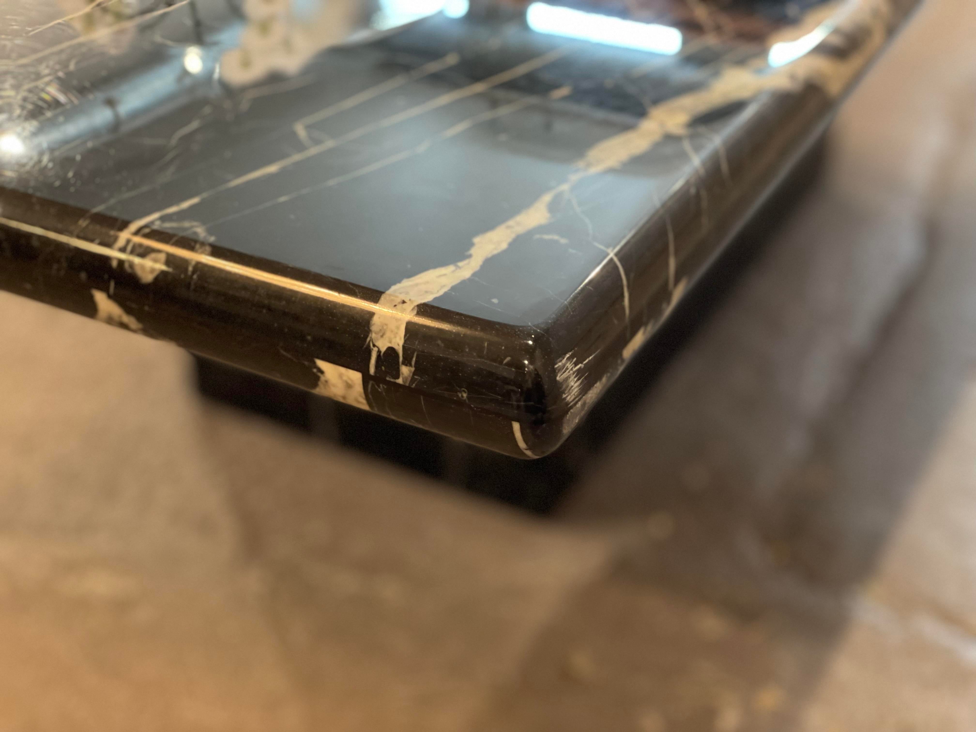 Postmodern Nero Marquina Marble Coffee Table
