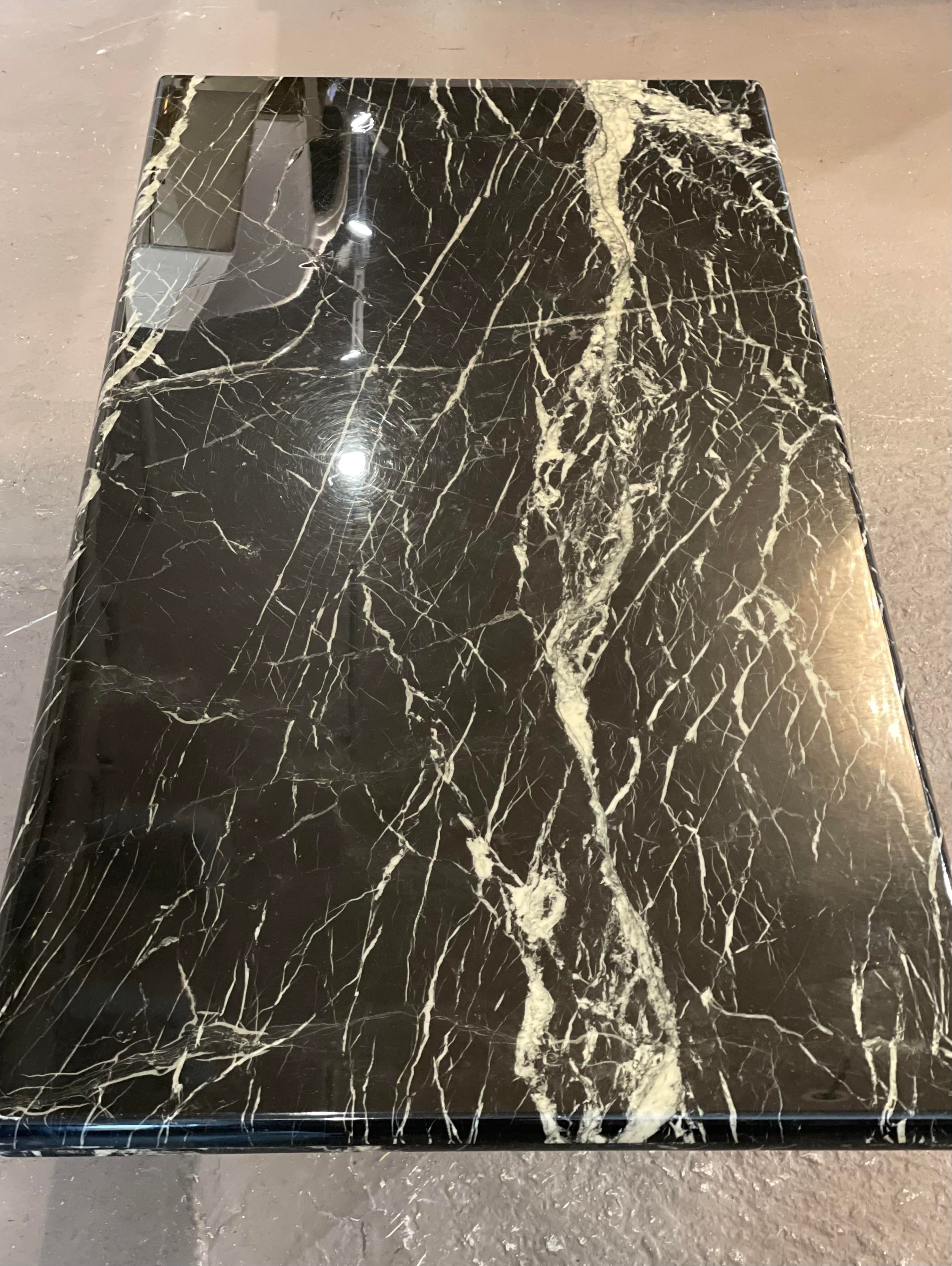 Postmodern Nero Marquina Marble Coffee Table