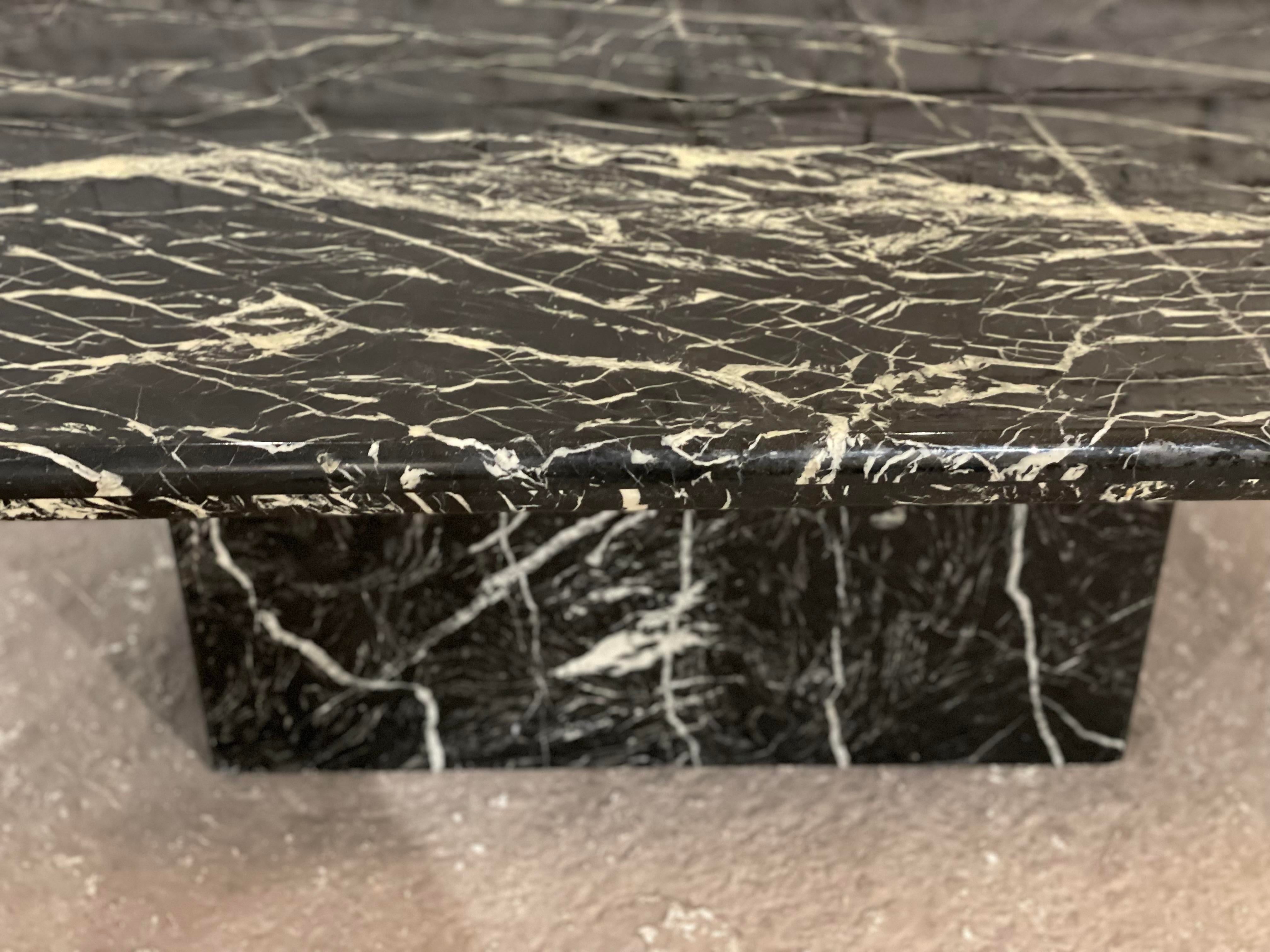 Postmodern Nero Marquina Marble Coffee Table
