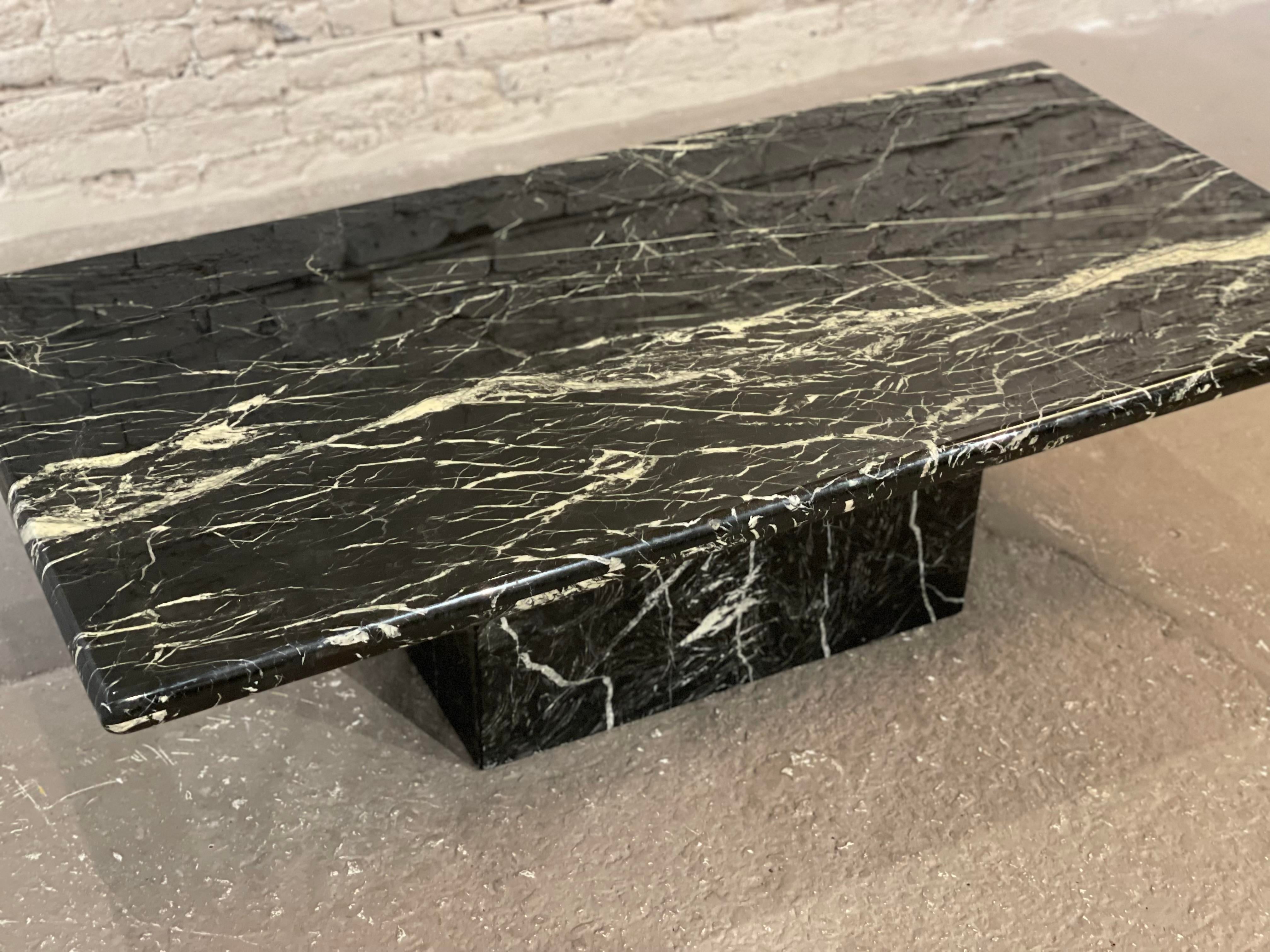 Postmodern Nero Marquina Marble Coffee Table