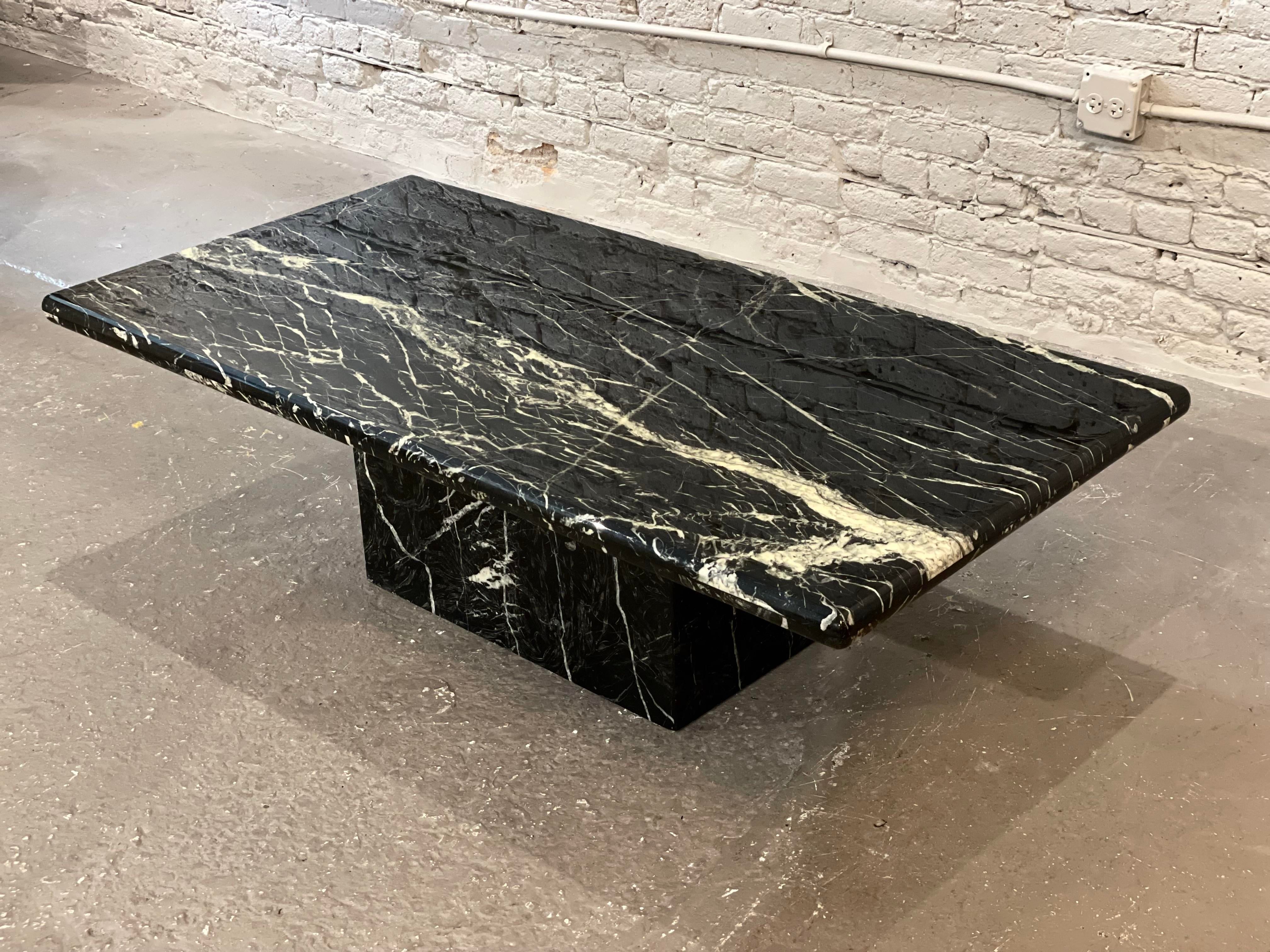 Postmodern Nero Marquina Marble Coffee Table