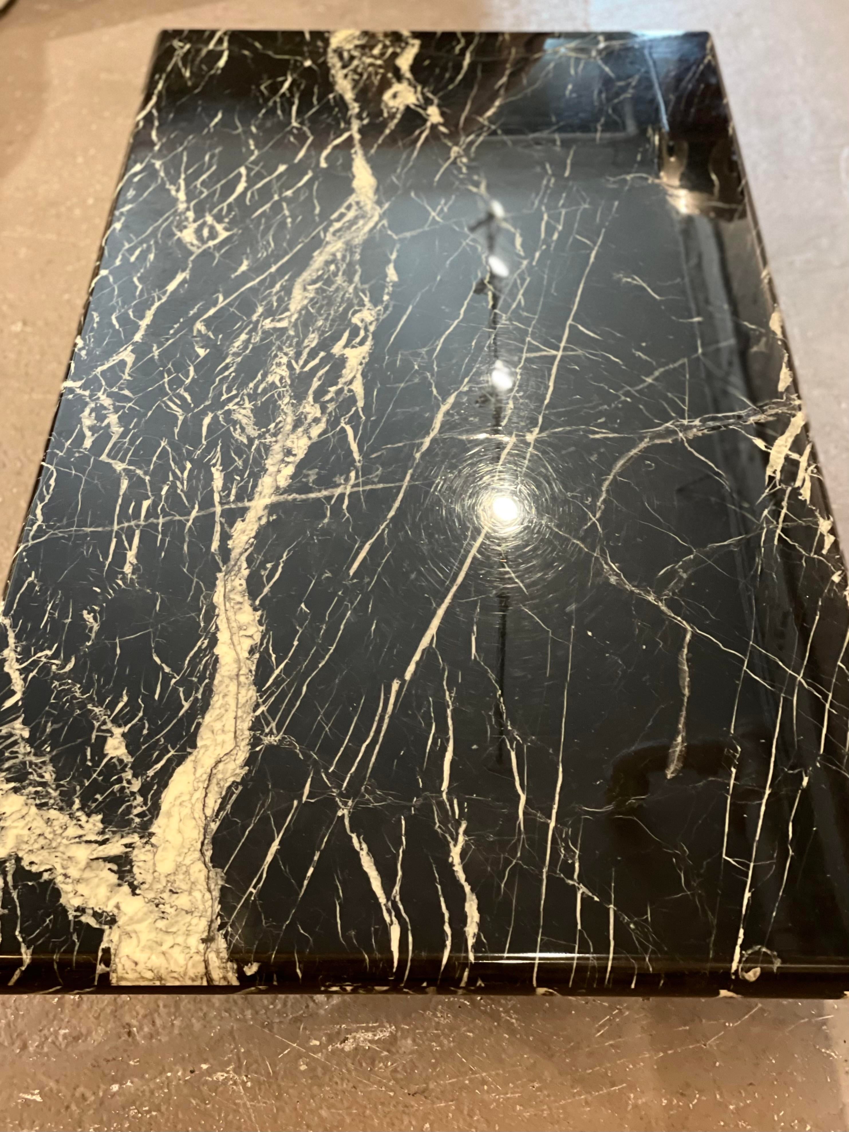 Postmodern Nero Marquina Marble Coffee Table