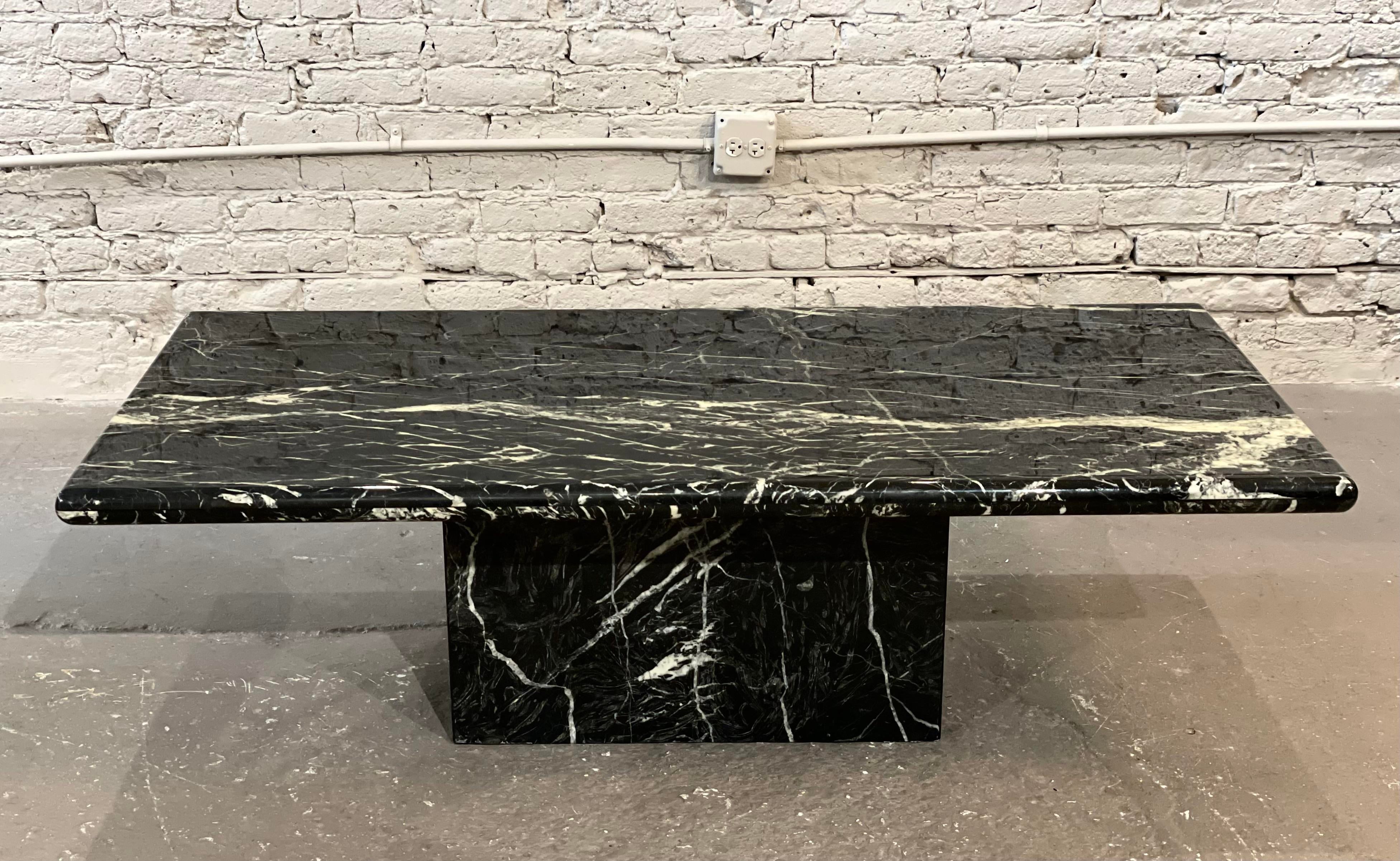 Postmodern Nero Marquina Marble Coffee Table