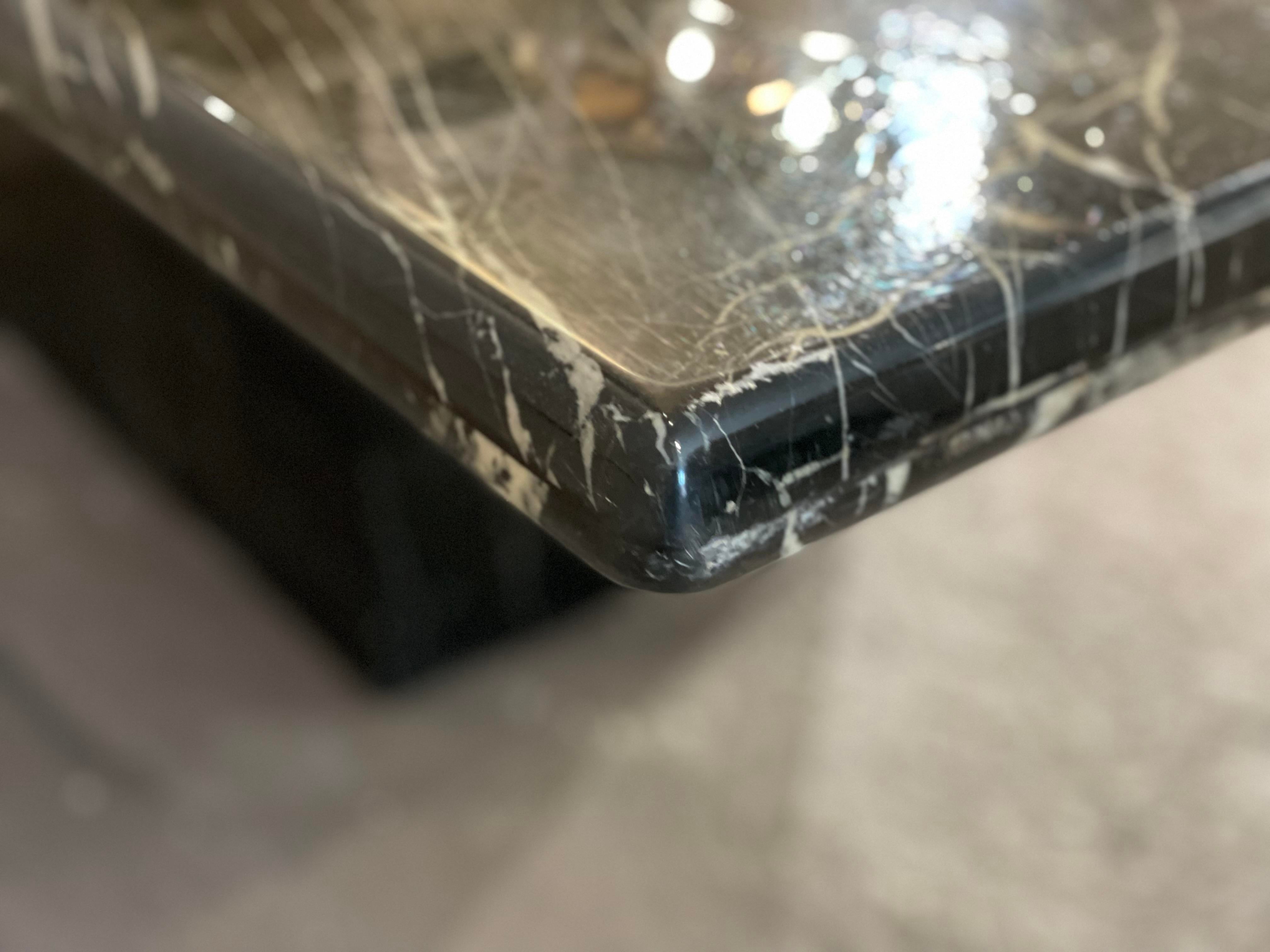 Postmodern Nero Marquina Marble Coffee Table