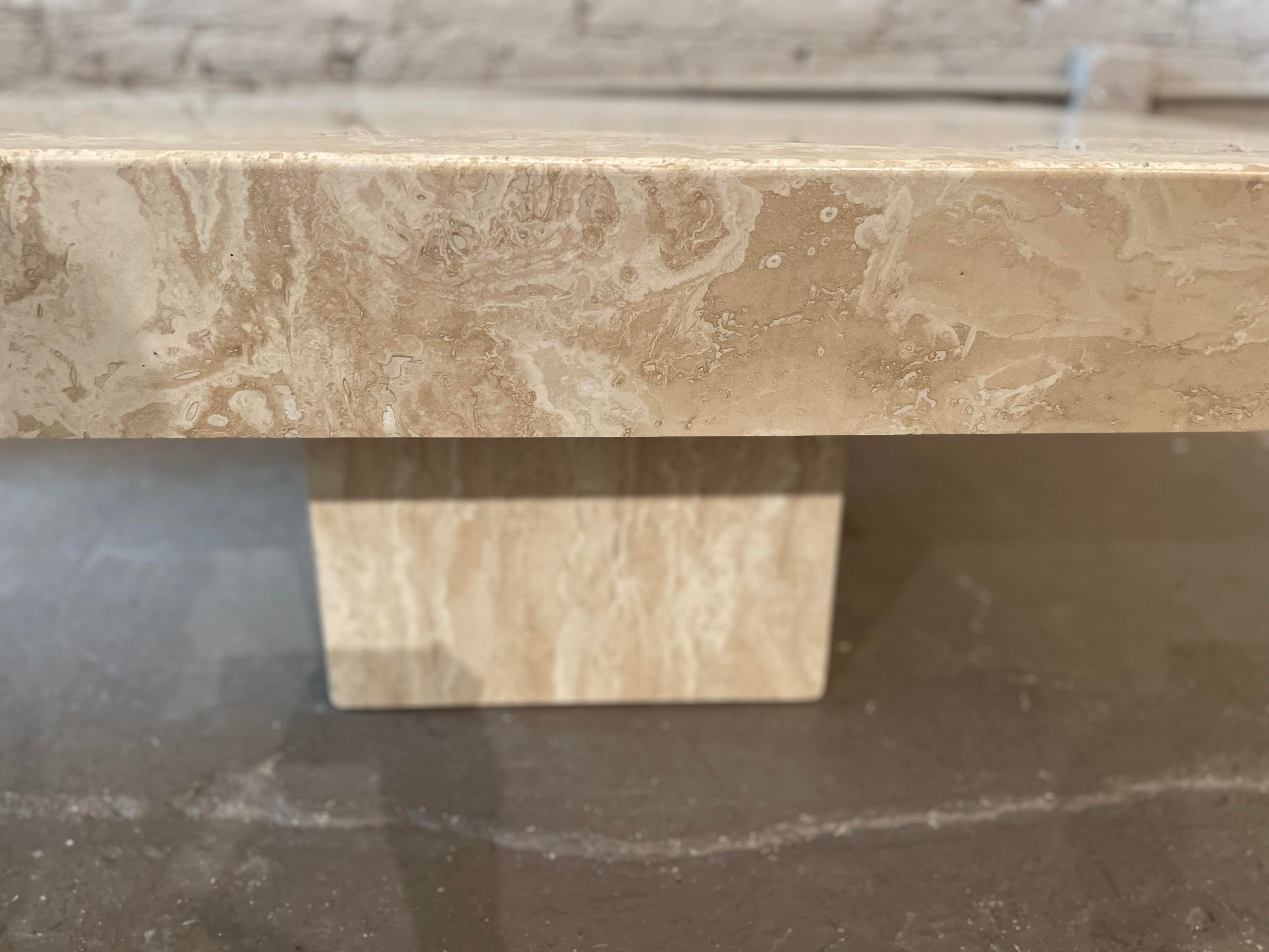Postmodern Travertine Coffee Table With Angled Edge