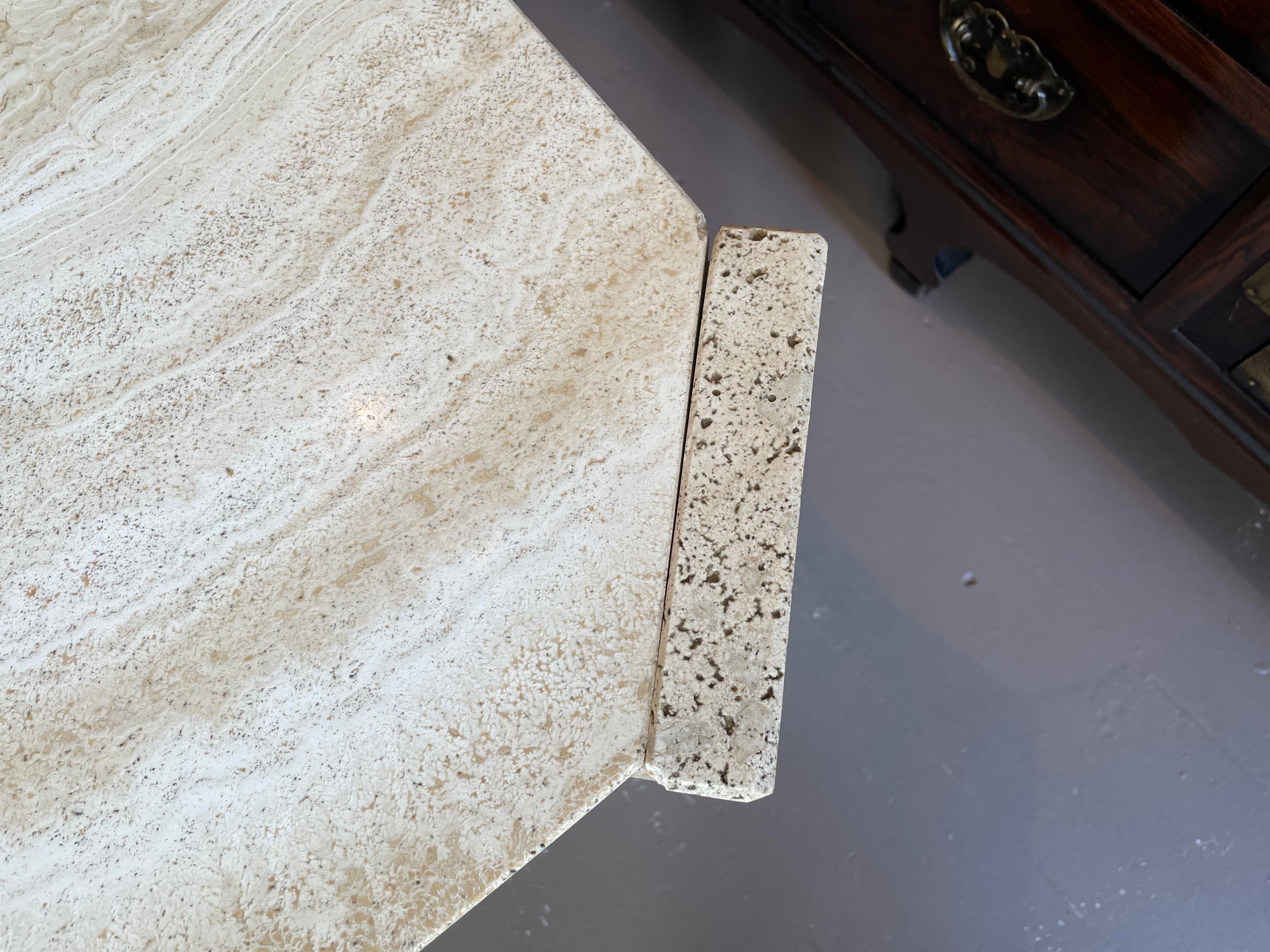 Postmodern Travertine Coffee Table With Diagonal Legs