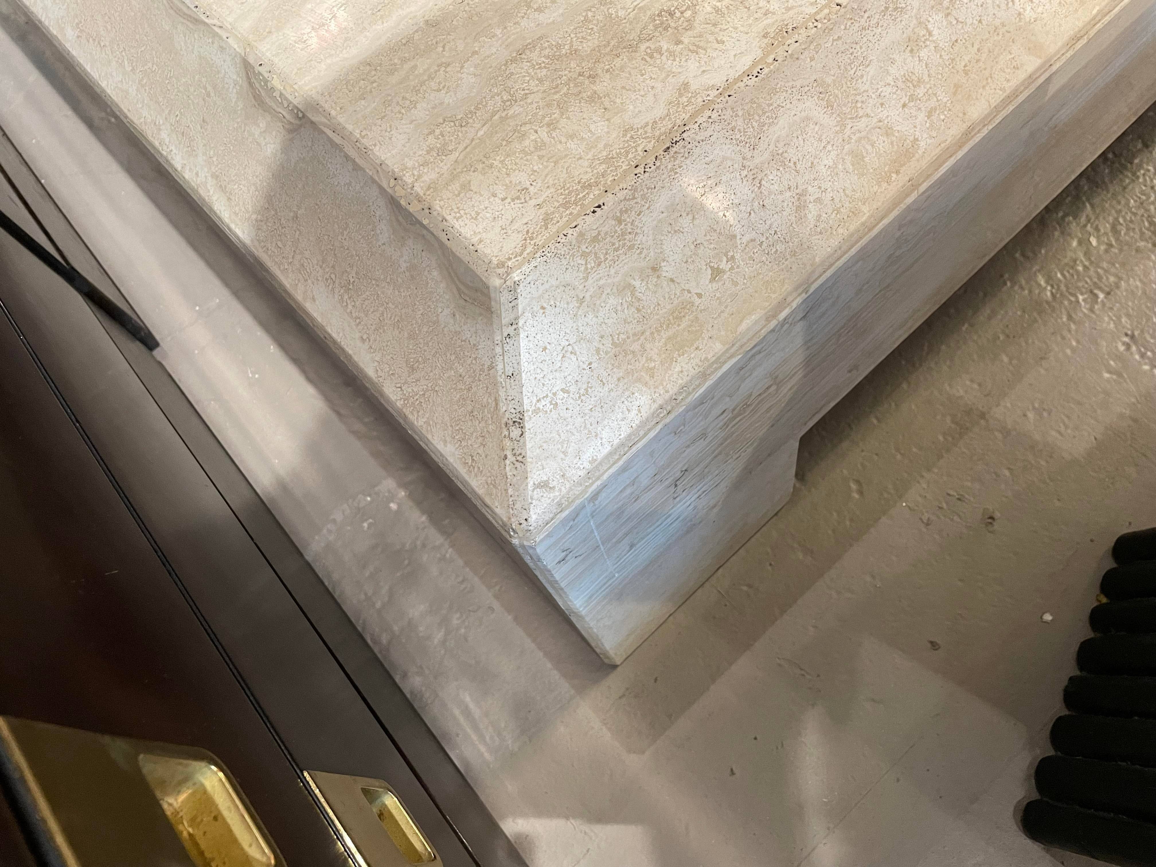 Postmodern Travertine Coffee Table With Ming Style Legs