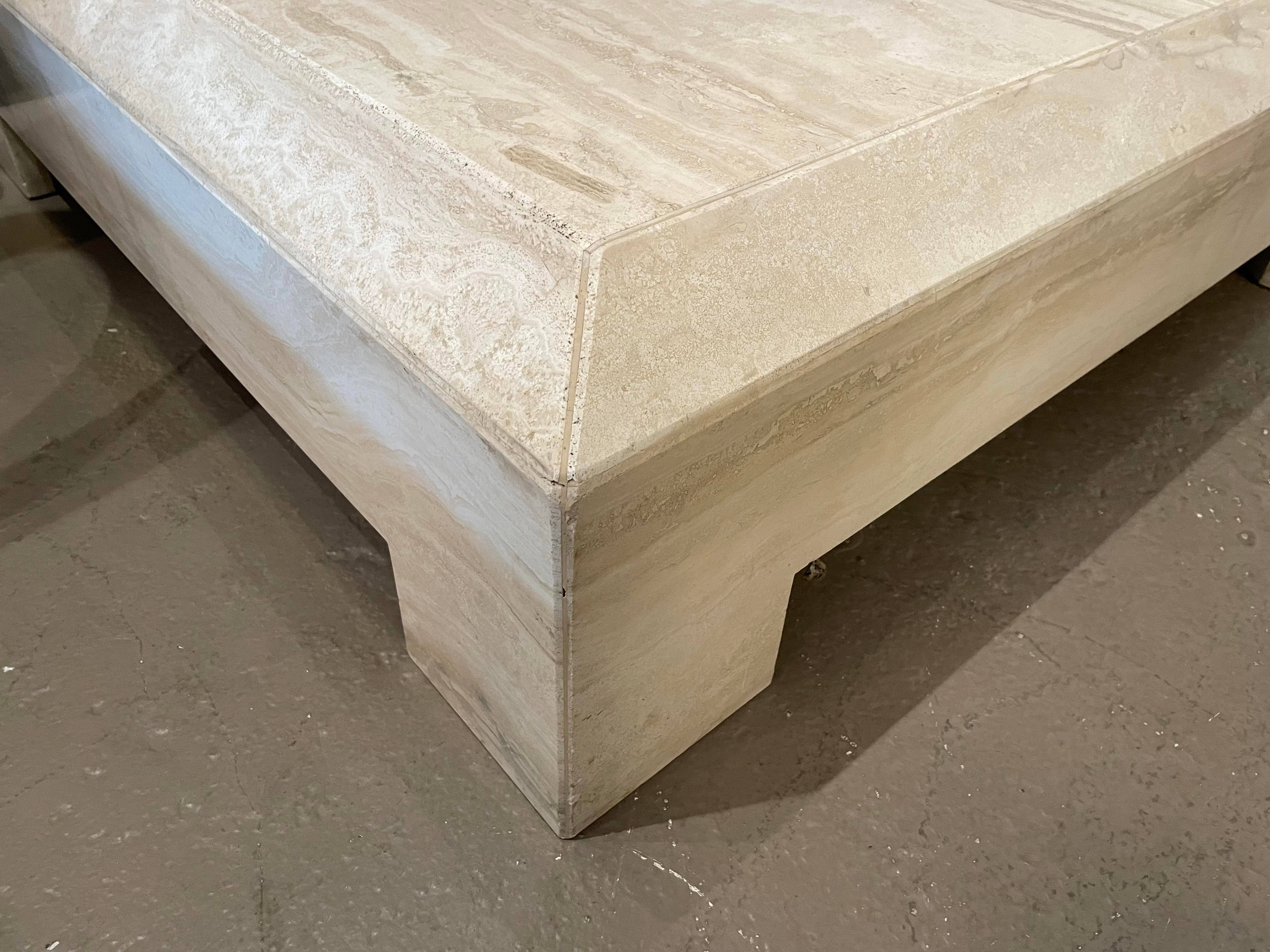 Postmodern Travertine Coffee Table With Ming Style Legs