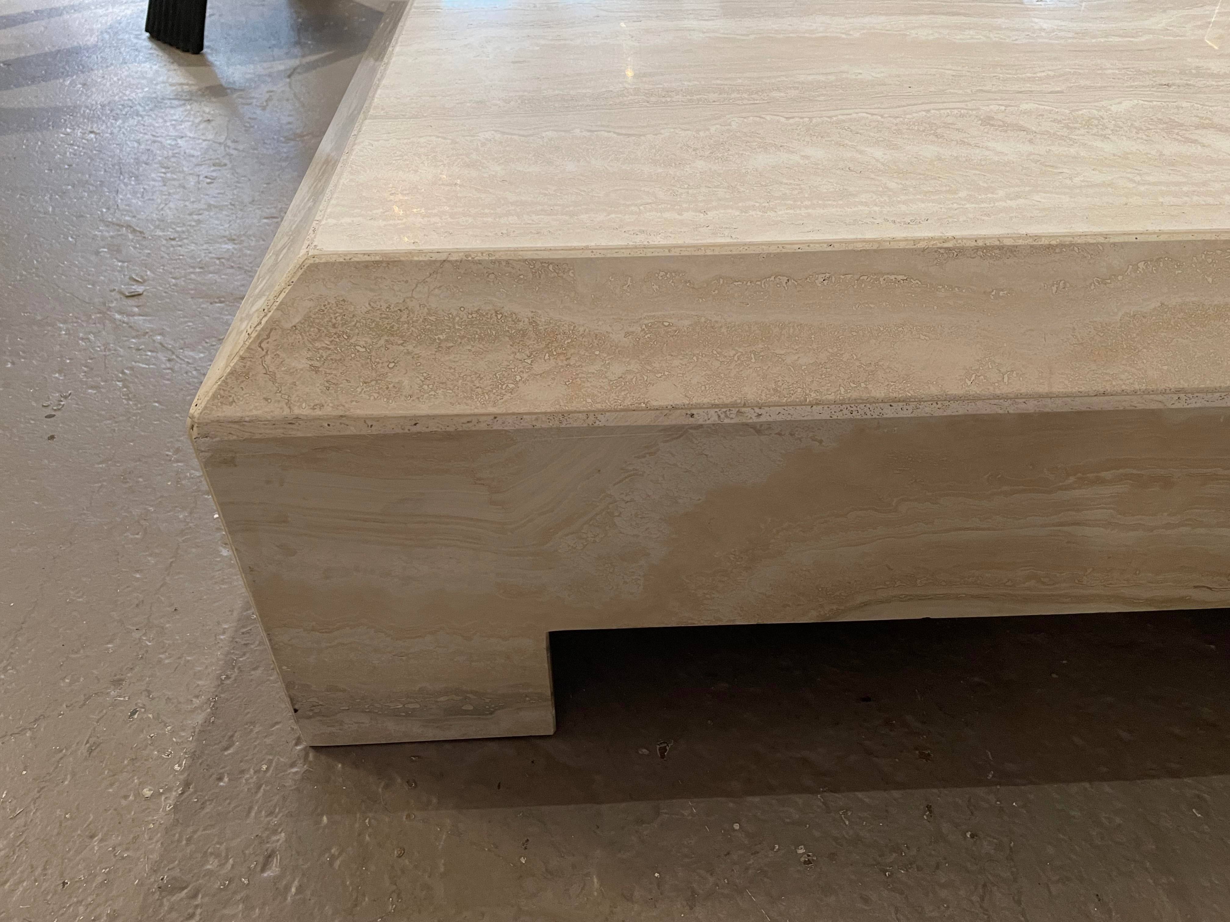 Postmodern Travertine Coffee Table With Ming Style Legs