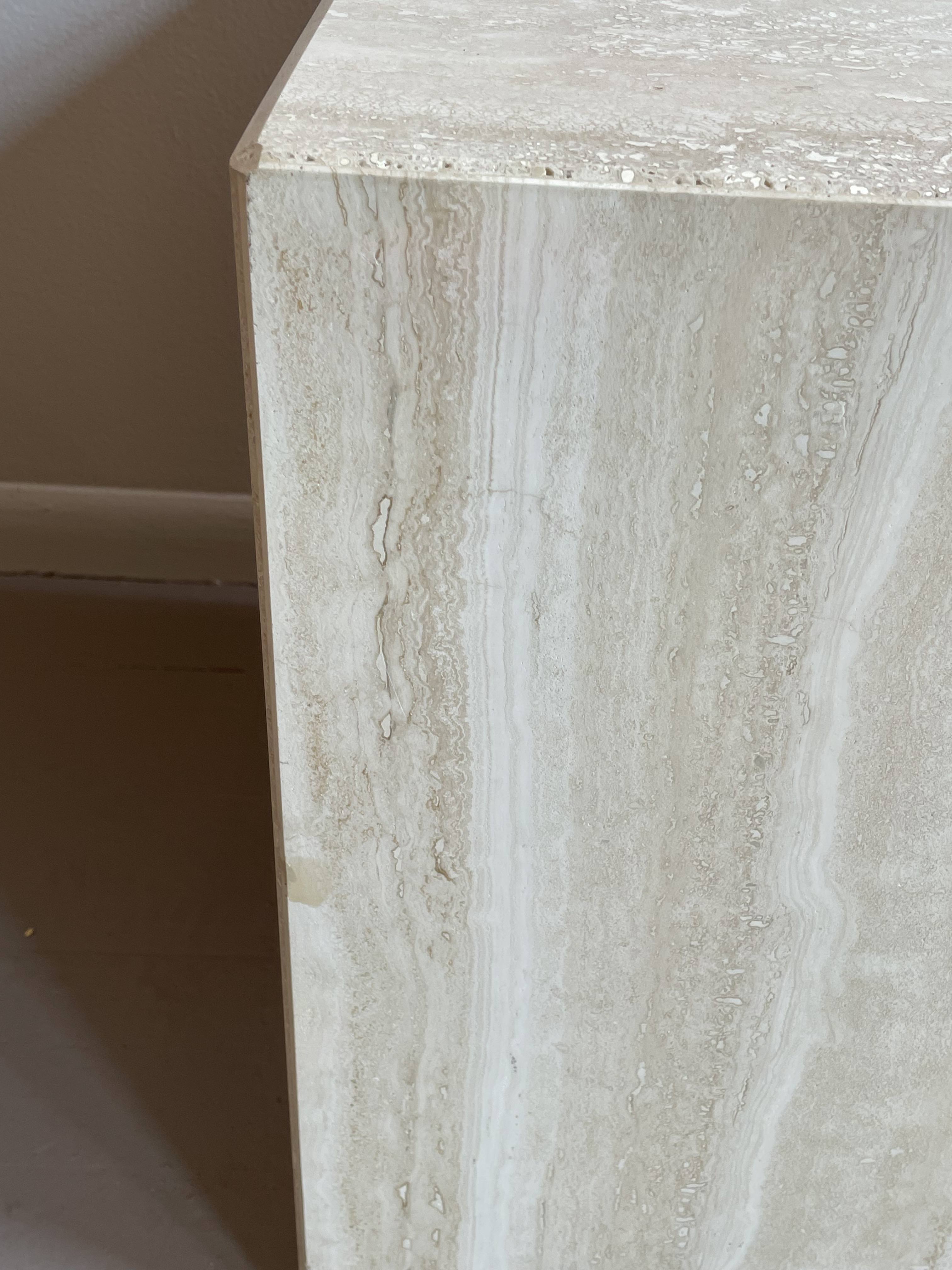 Postmodern Travertine Cube Side Table
