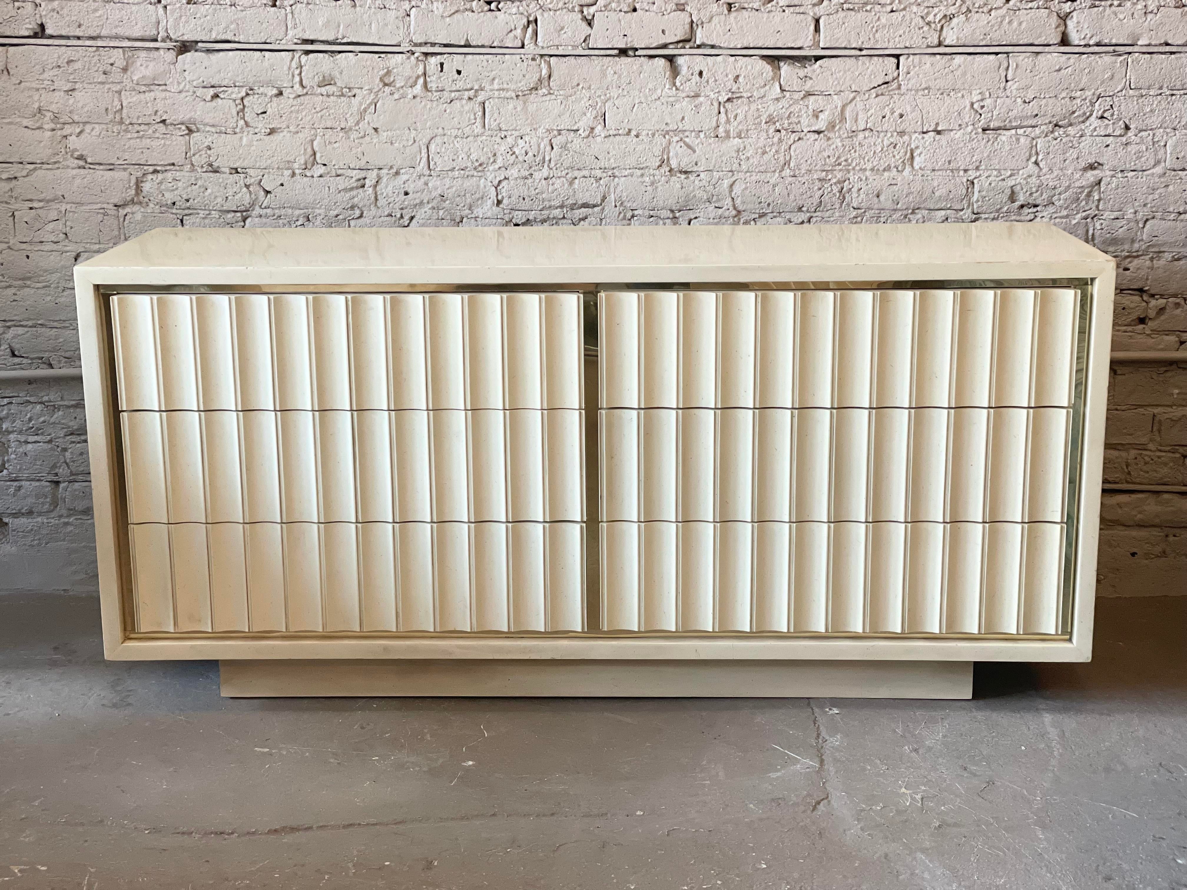 Postmodern Vintage Dresser With Fluted and Brass Details