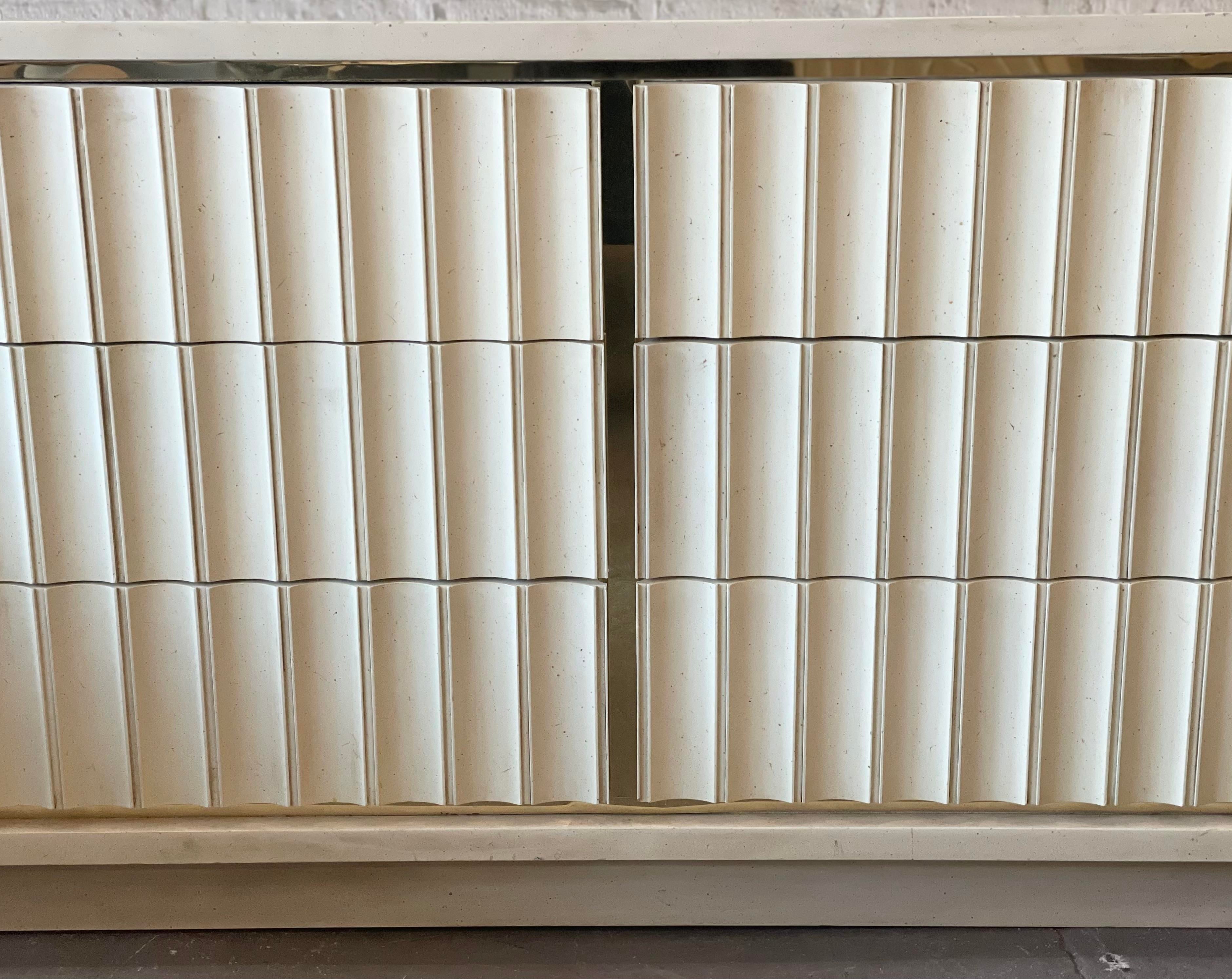 Postmodern Vintage Dresser With Fluted and Brass Details