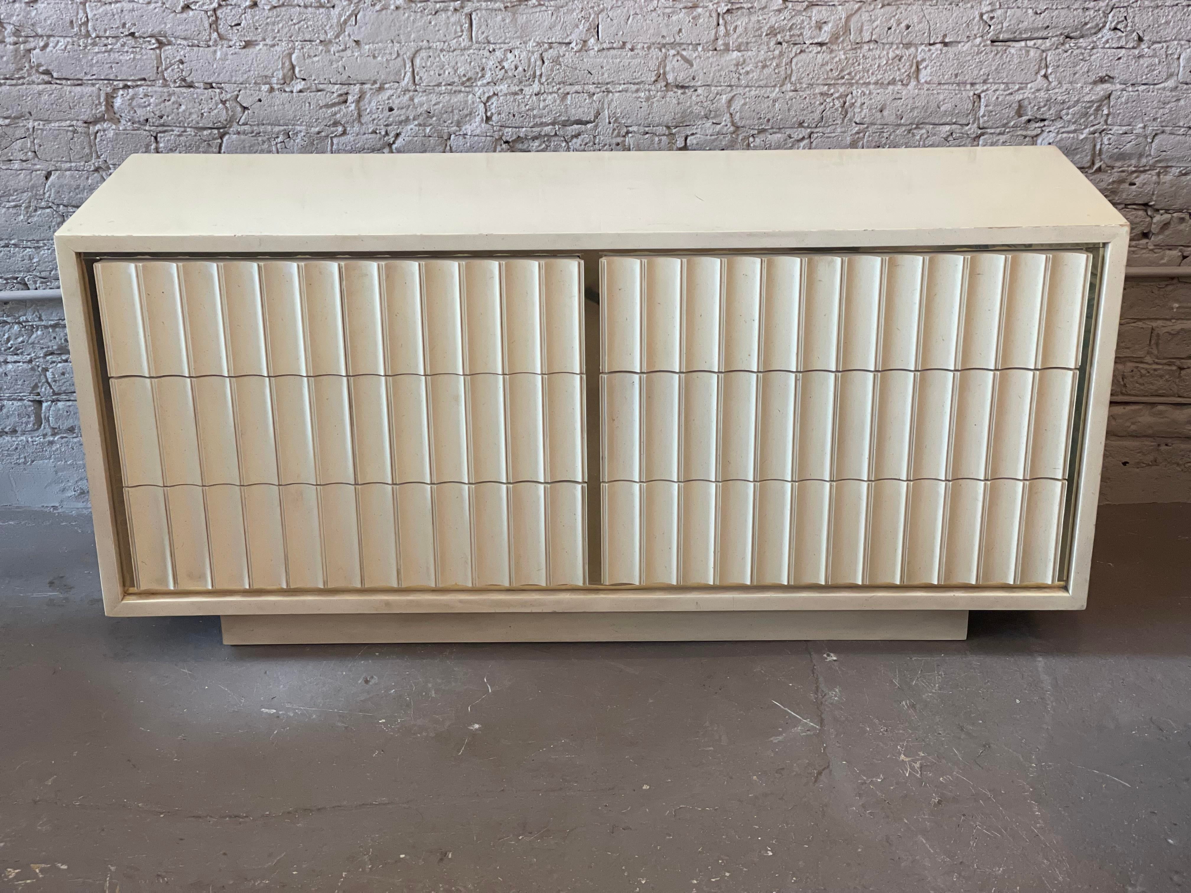 Postmodern Vintage Dresser With Fluted and Brass Details