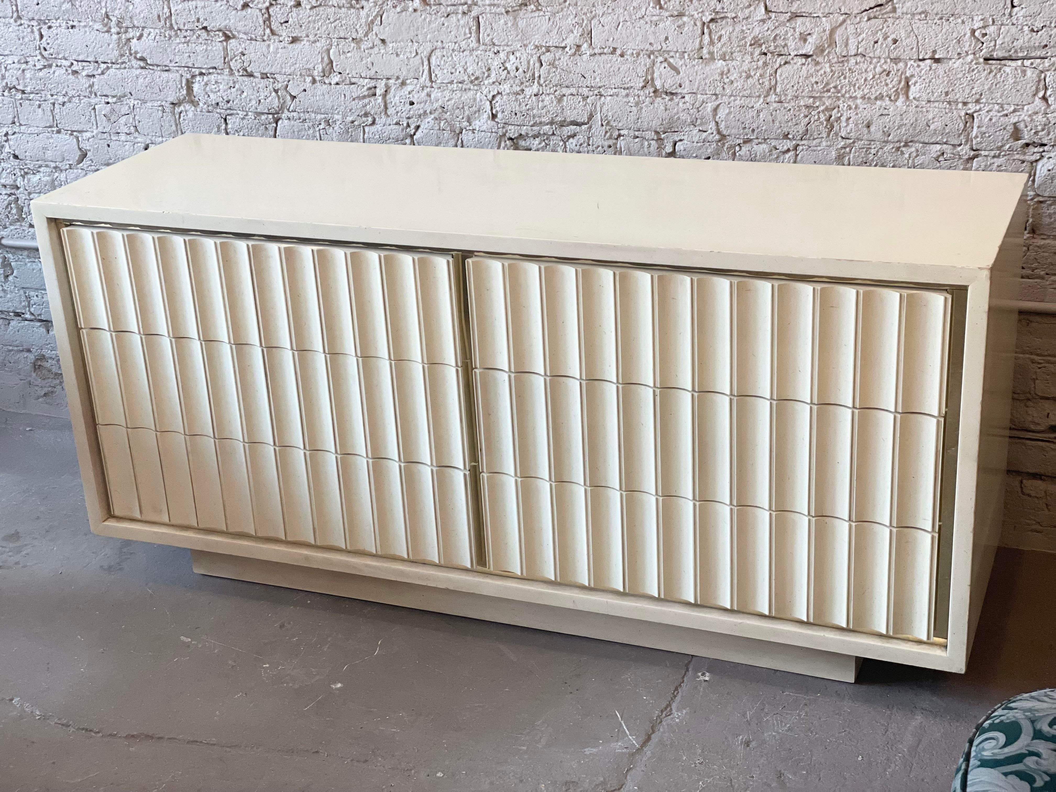 Postmodern Vintage Dresser With Fluted and Brass Details