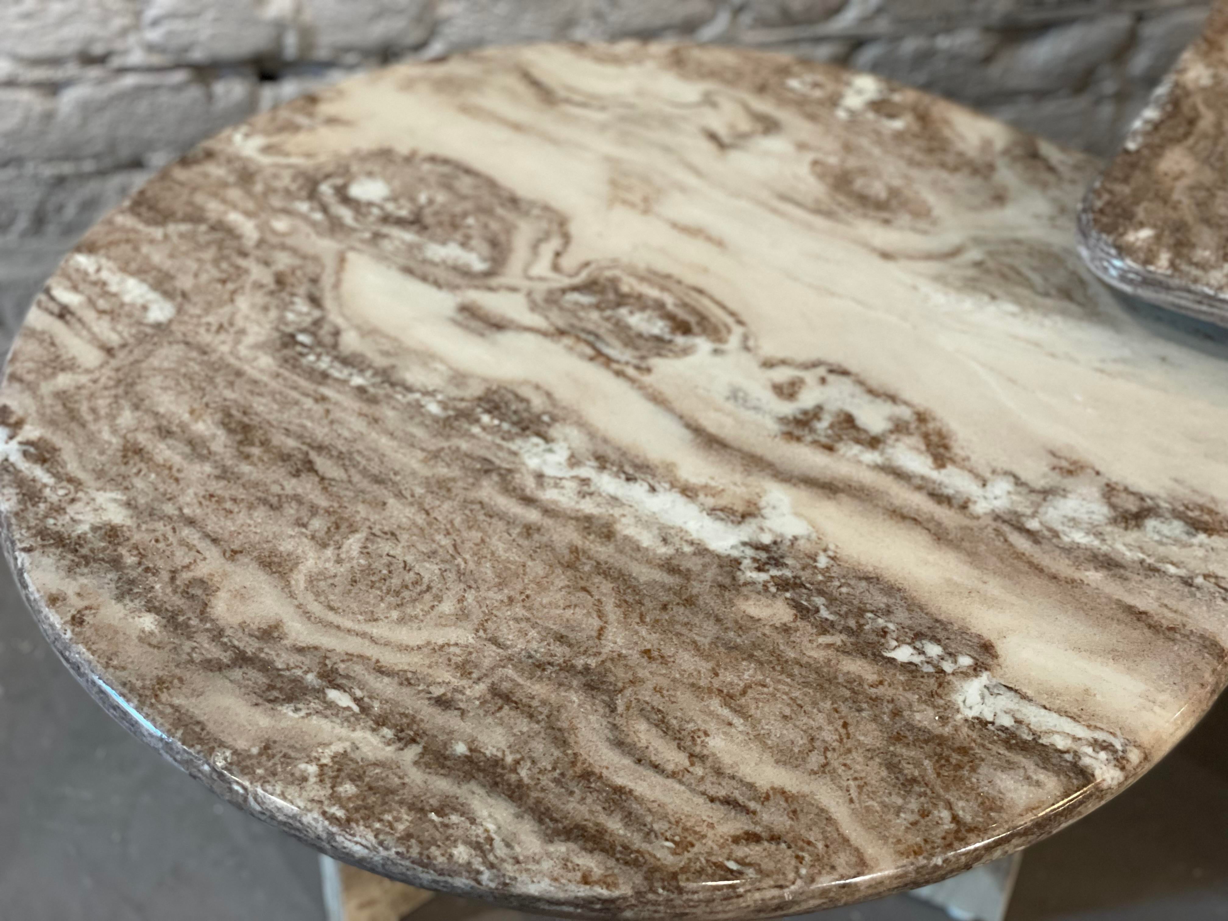 Postmodern Vintage Tear Shape Marble Coffee Tables - a Pair