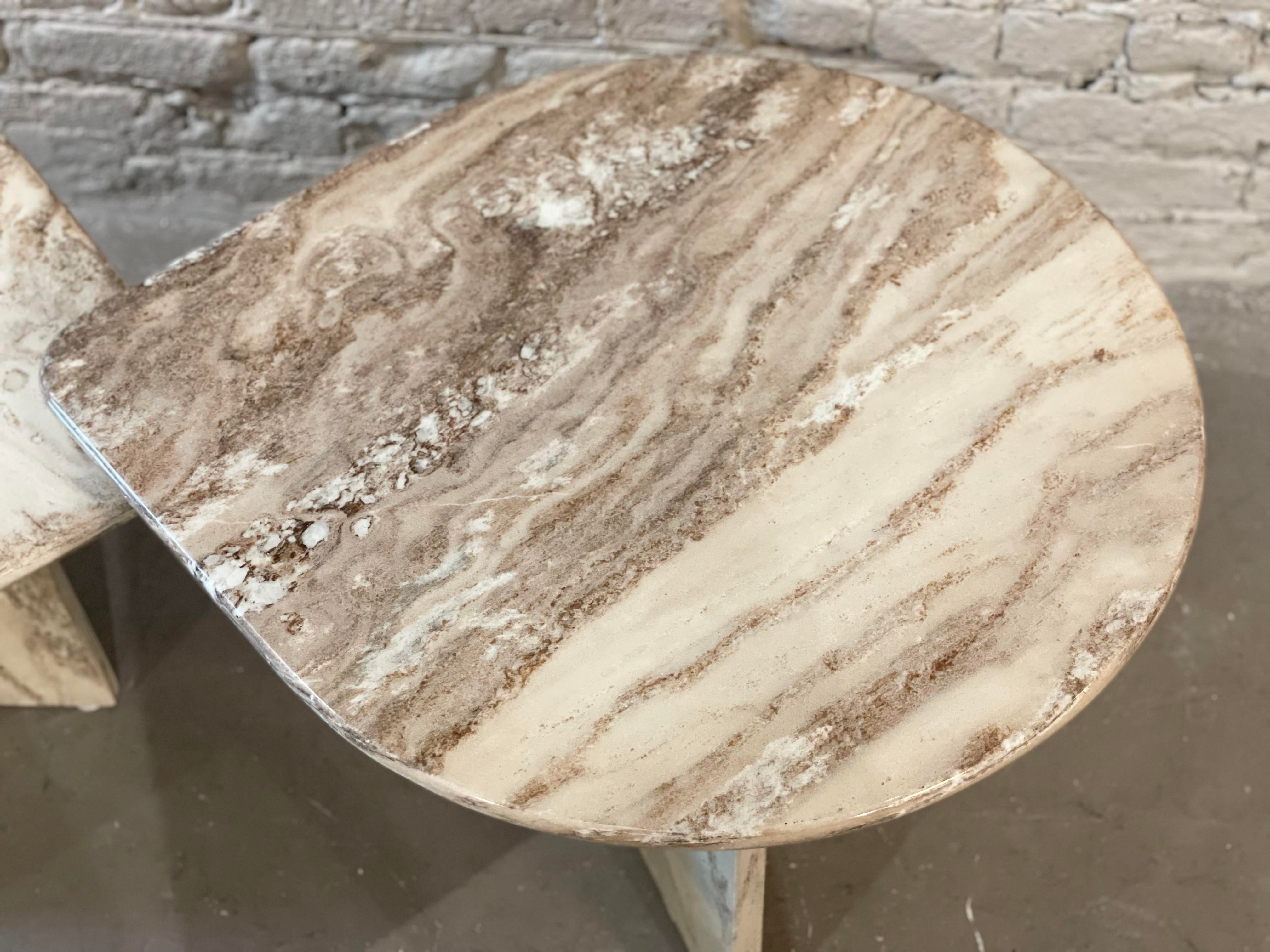 Postmodern Vintage Tear Shape Marble Coffee Tables - a Pair