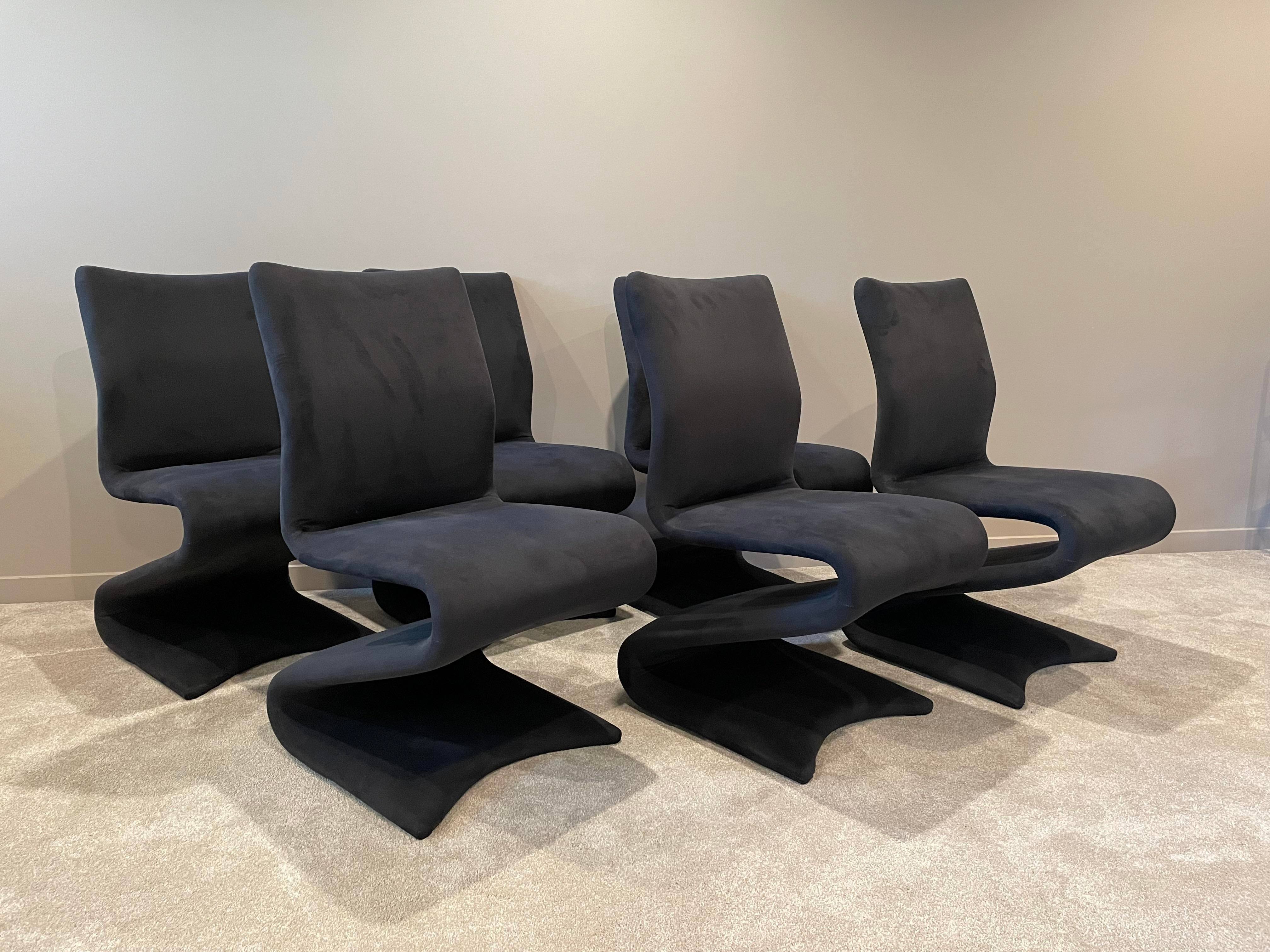 Postmodern Zig Zag Z Based Dining Chairs - Set of 6