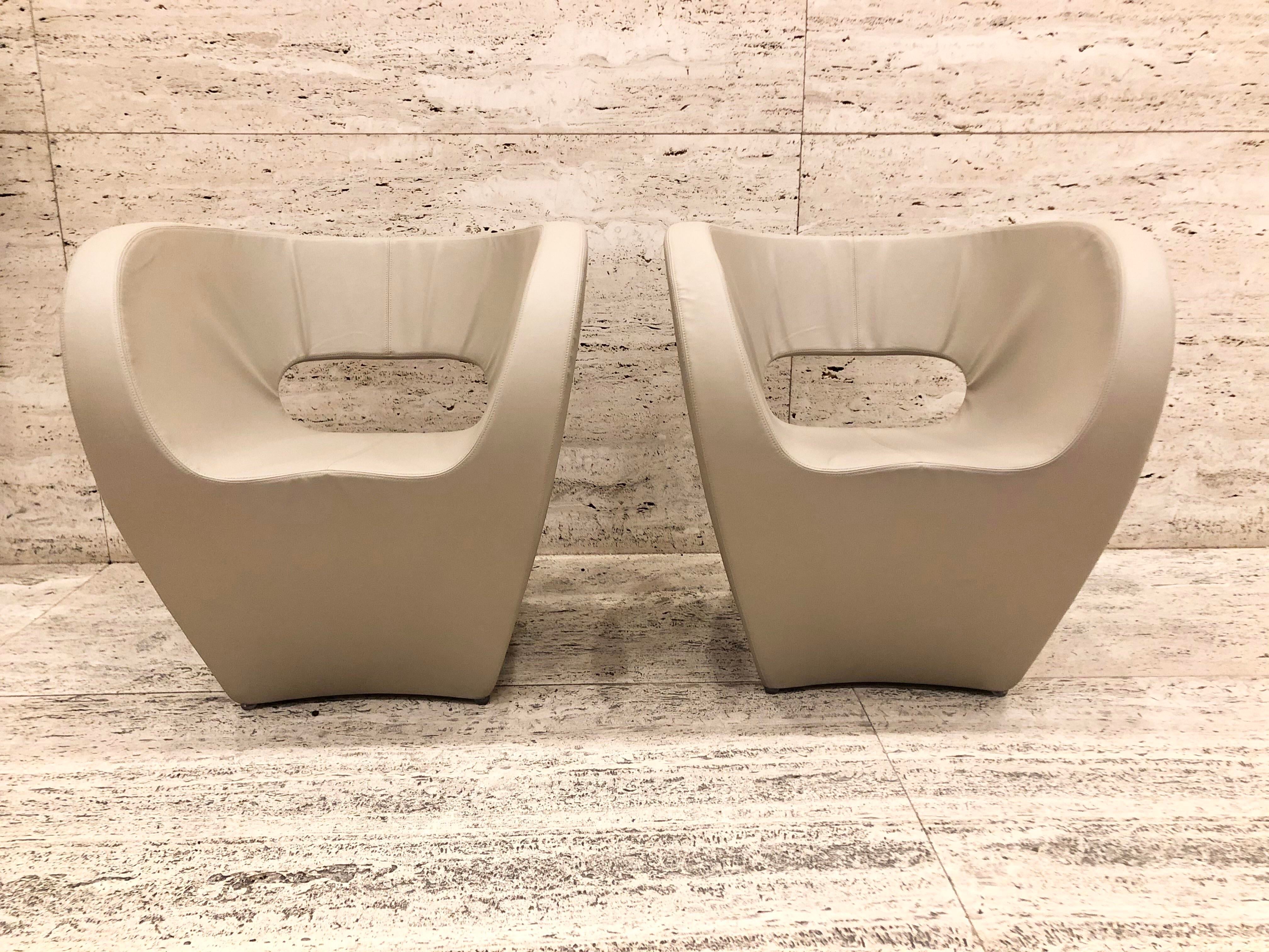 Ron Arad Albert and Victoria for Moroso Leather Chairs