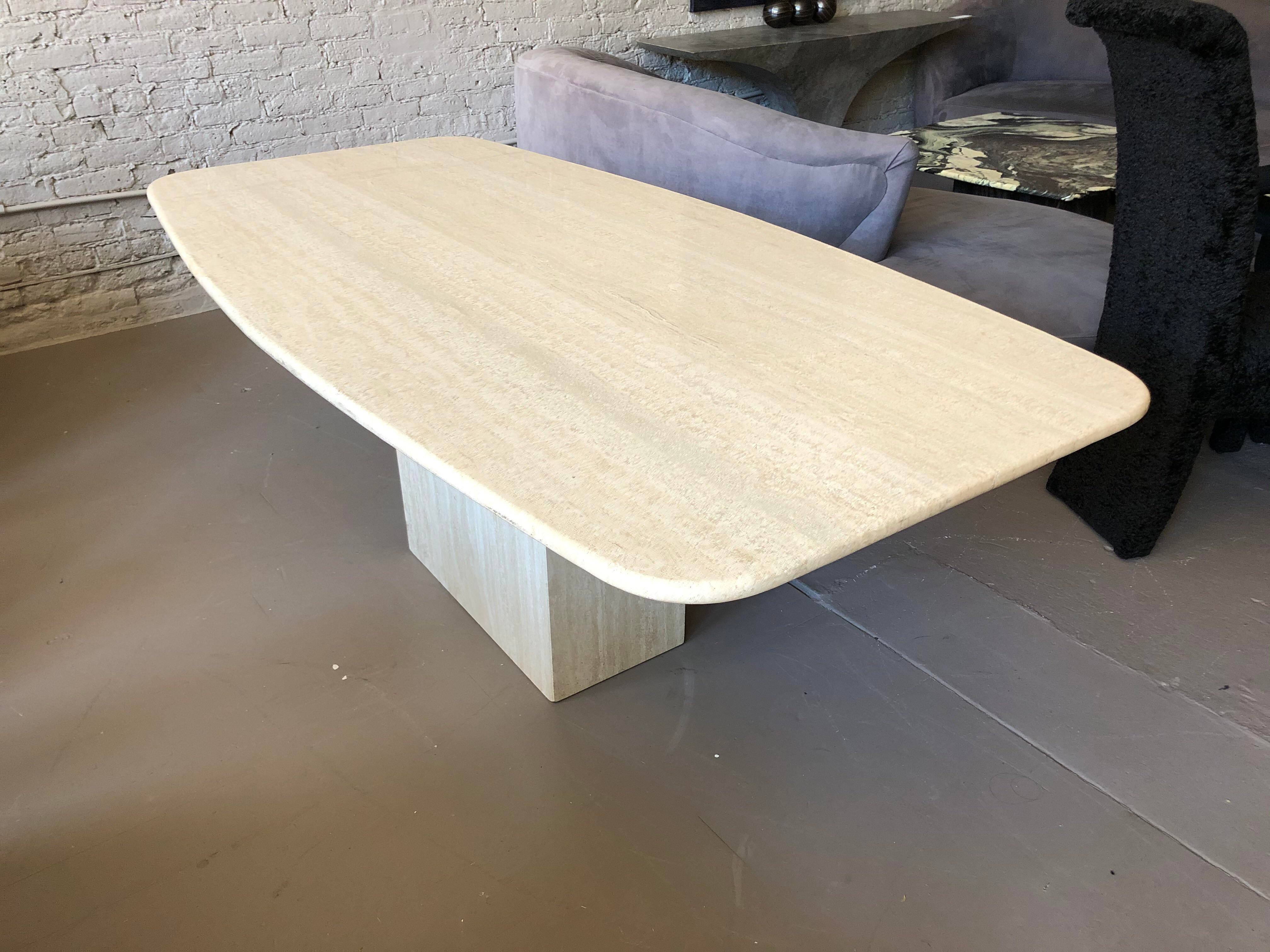 Stone International Postmodern Travertine Dining Table