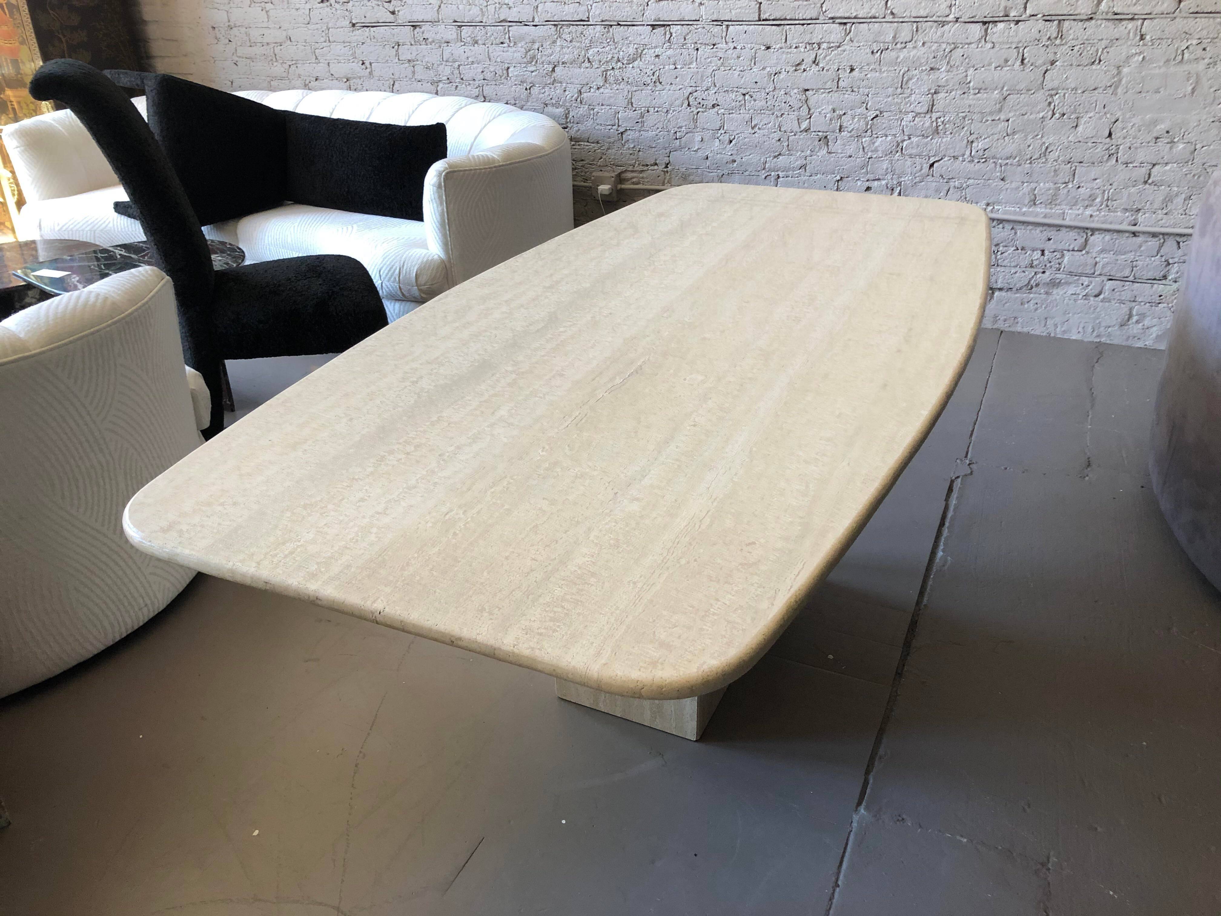Stone International Postmodern Travertine Dining Table
