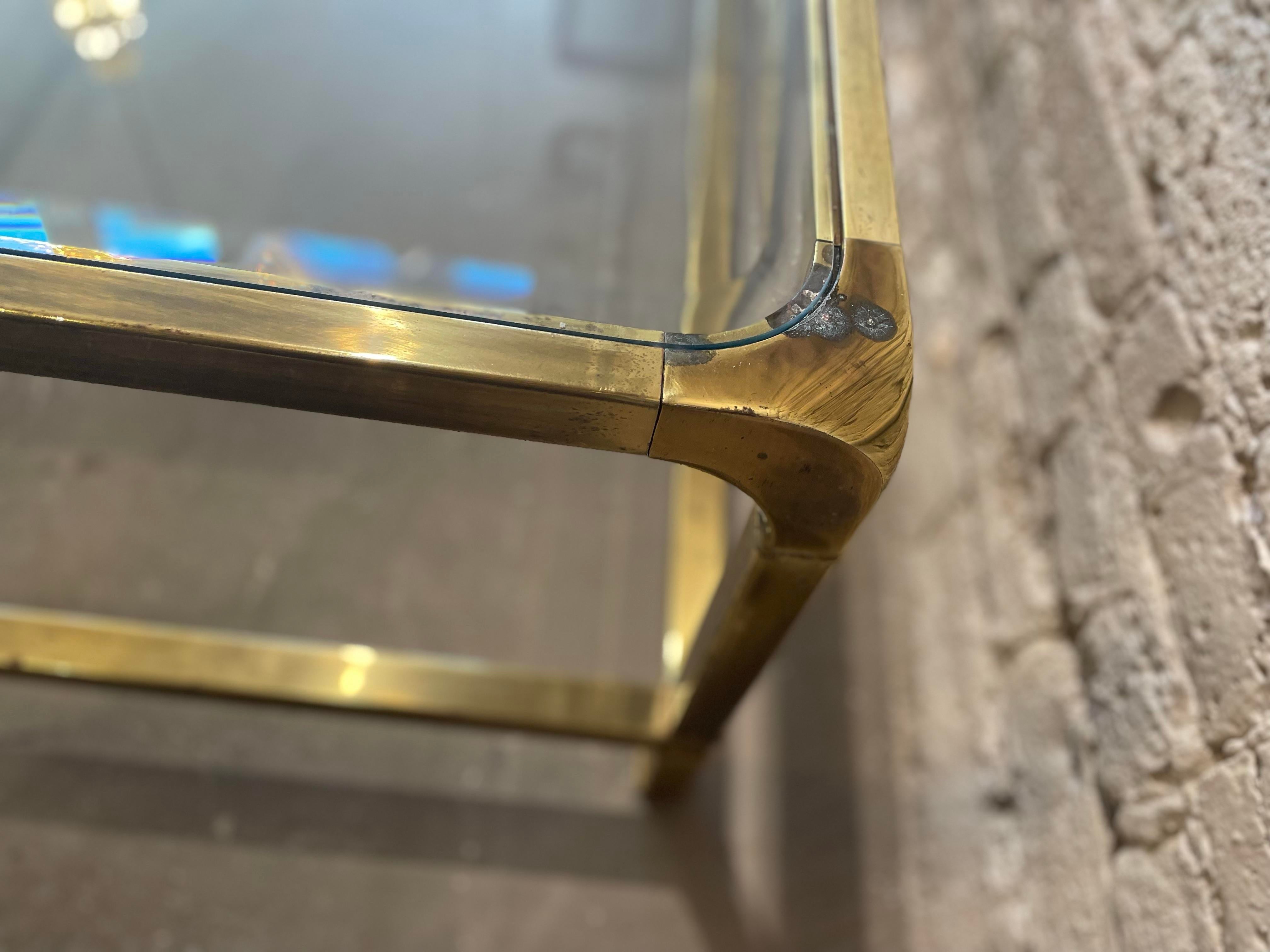 Vintage 1970s Brass Mastercraft Style Coffee Table