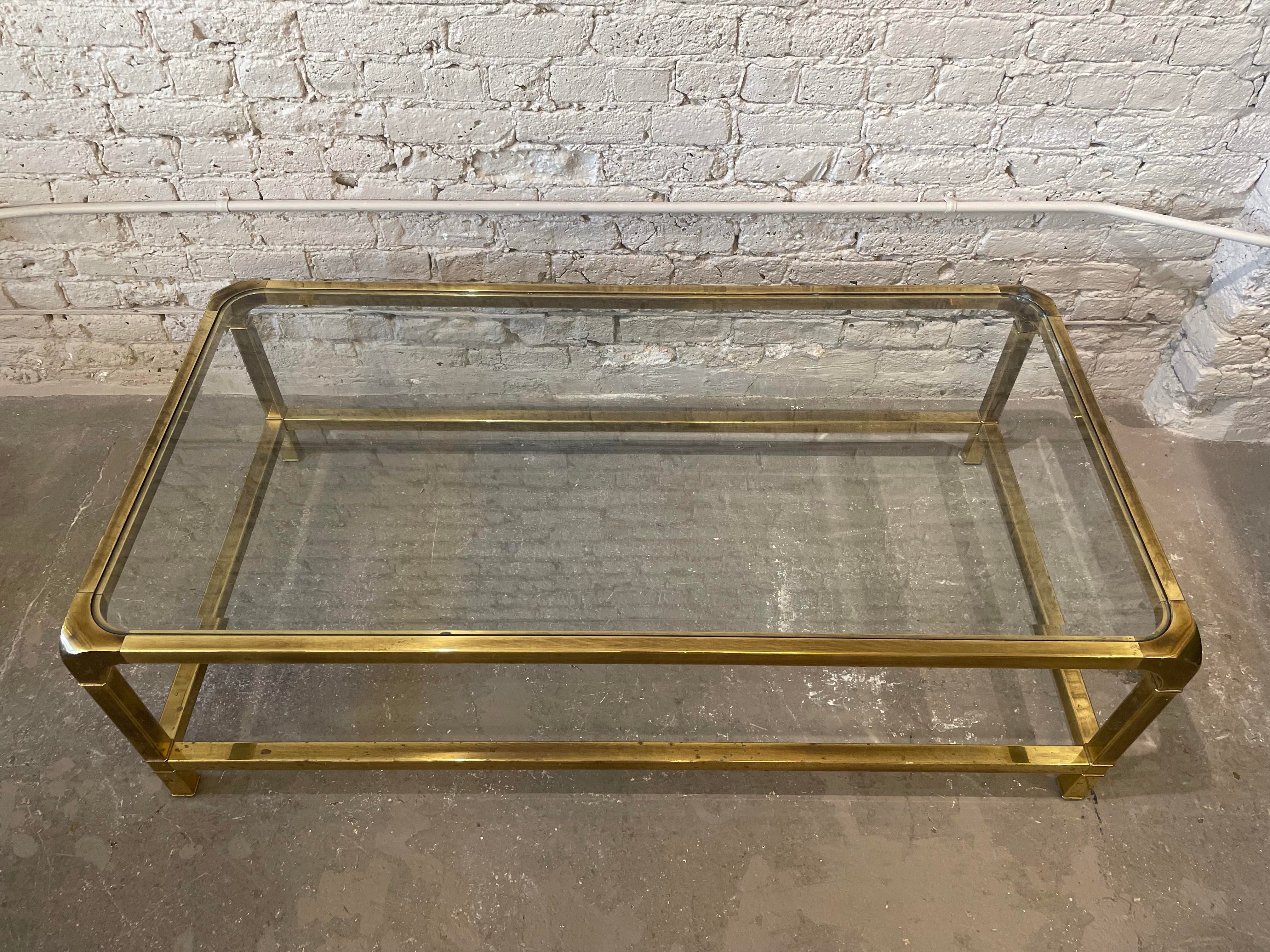 Vintage 1970s Brass Mastercraft Style Coffee Table