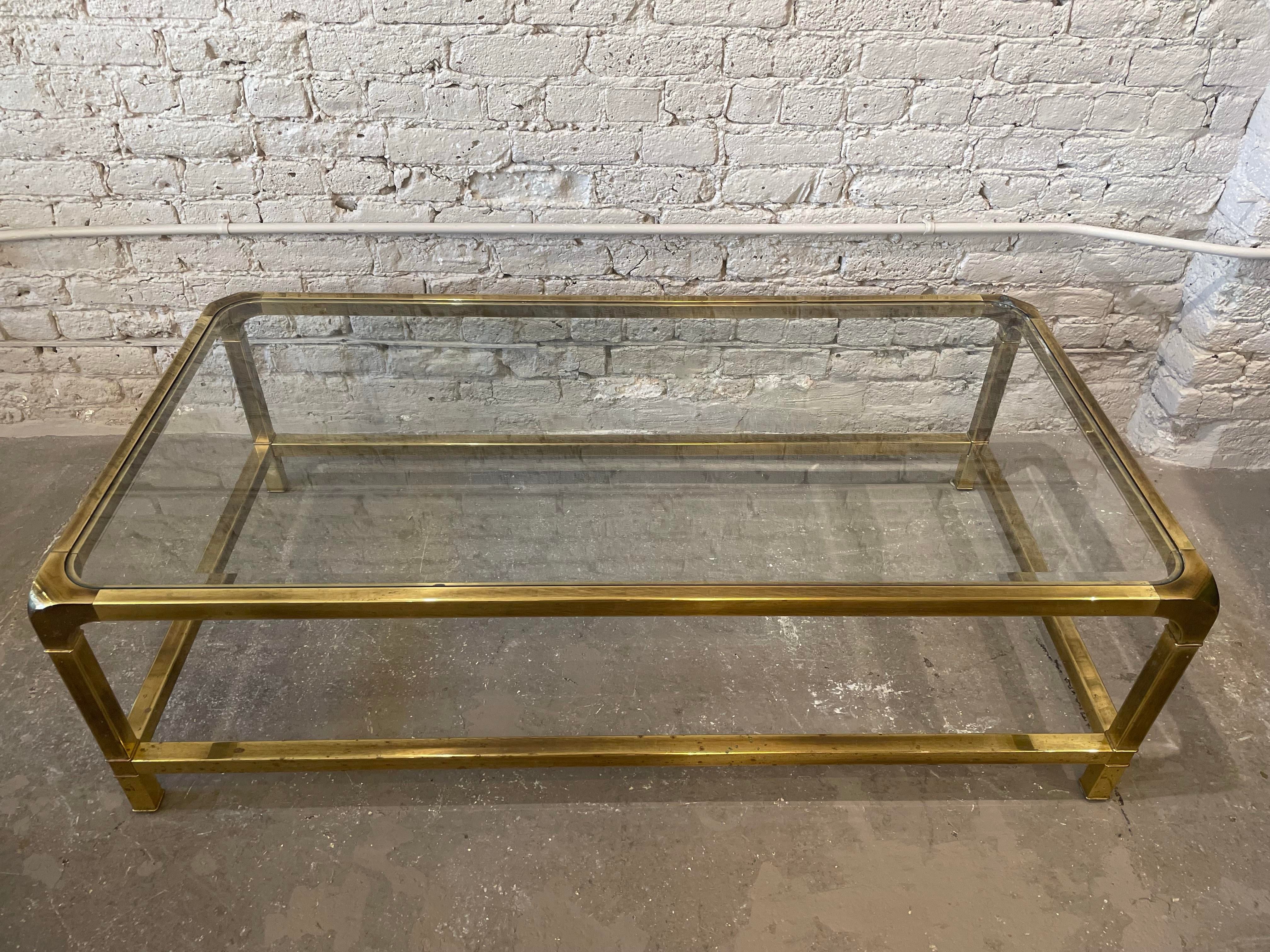 Vintage 1970s Brass Mastercraft Style Coffee Table