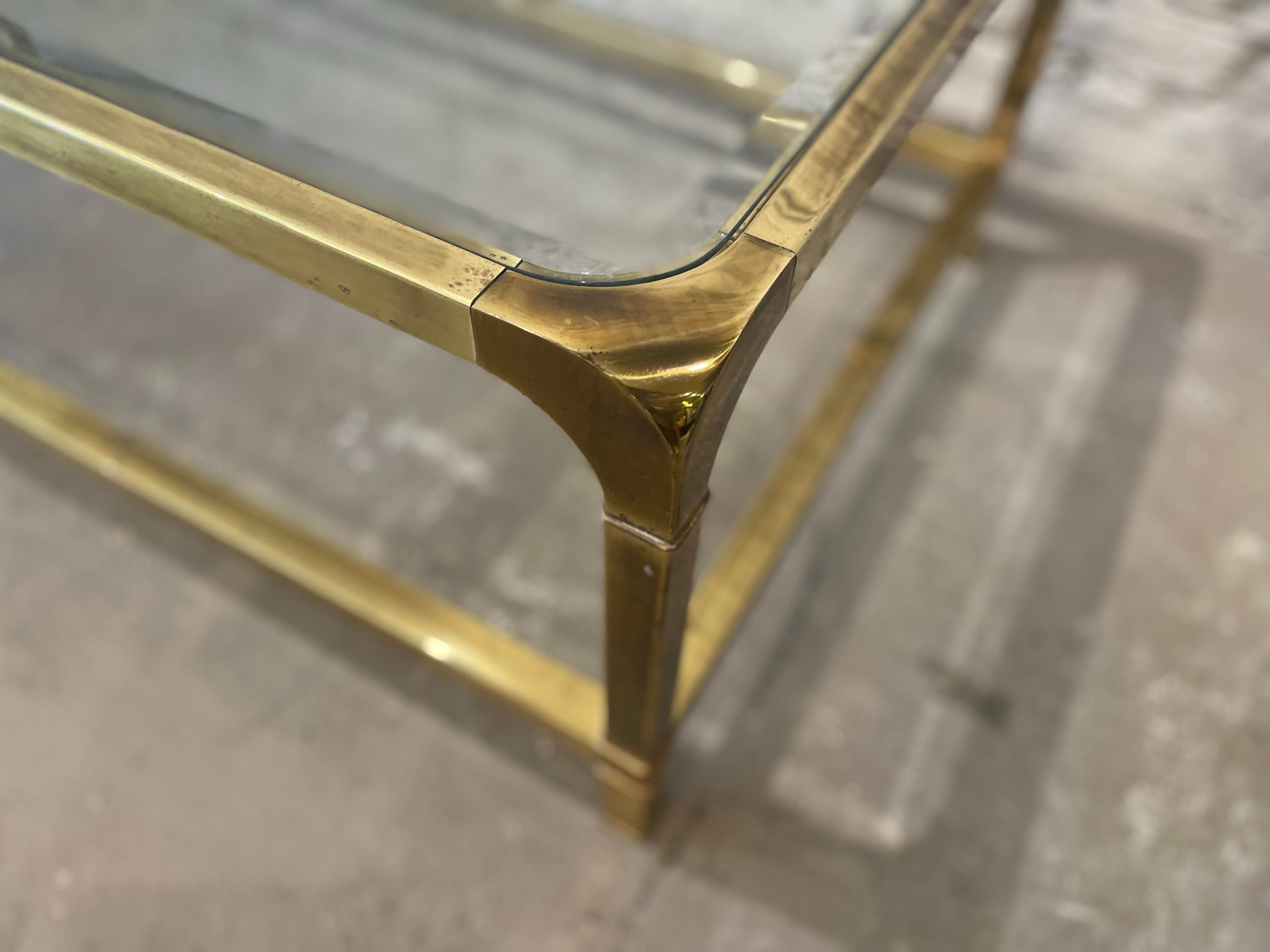 Vintage 1970s Brass Mastercraft Style Coffee Table