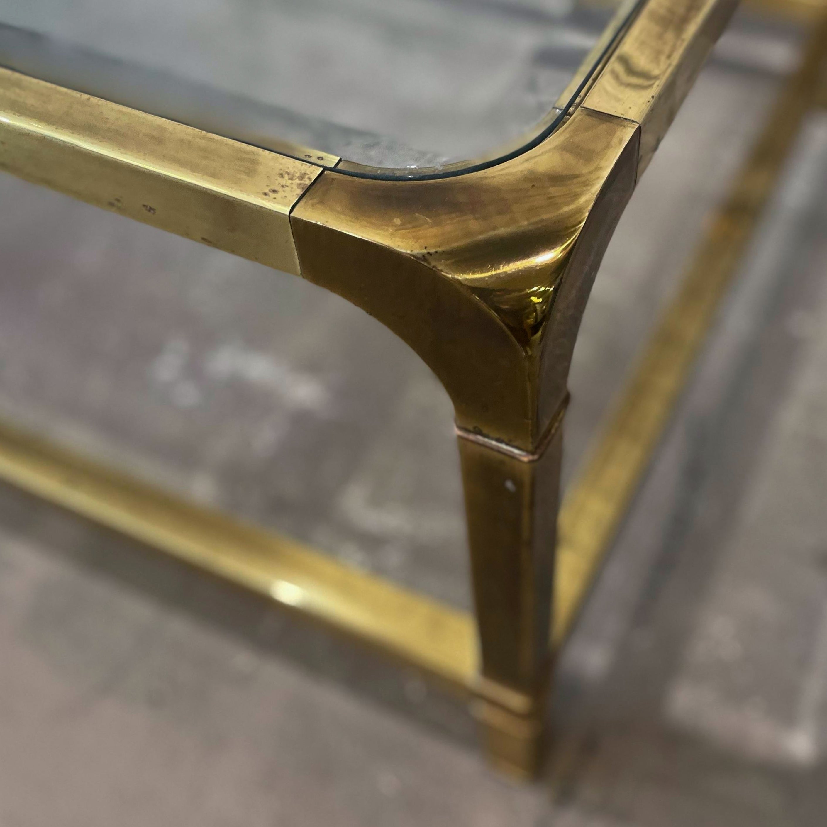 Vintage 1970s Brass Mastercraft Style Coffee Table
