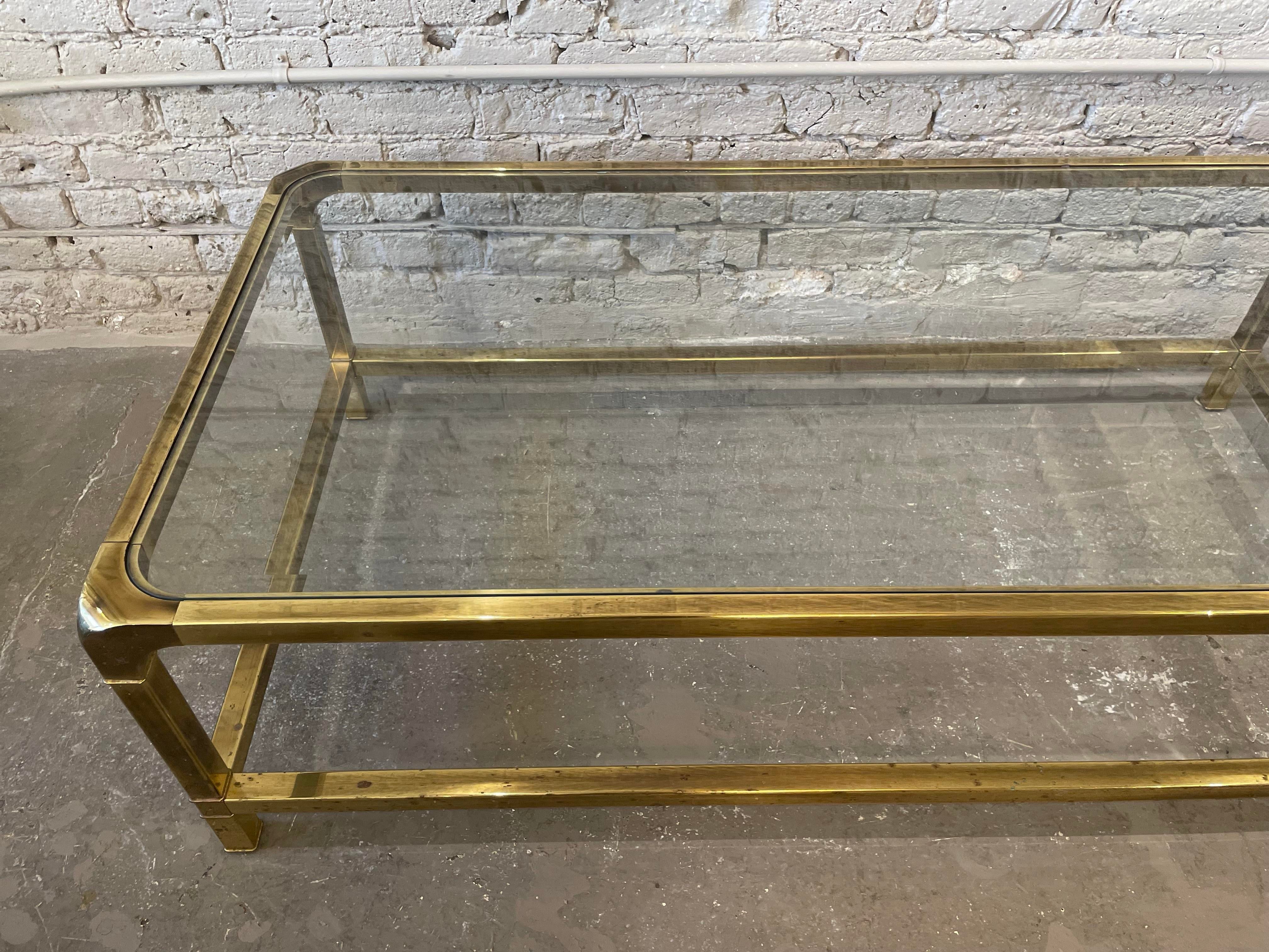 Vintage 1970s Brass Mastercraft Style Coffee Table
