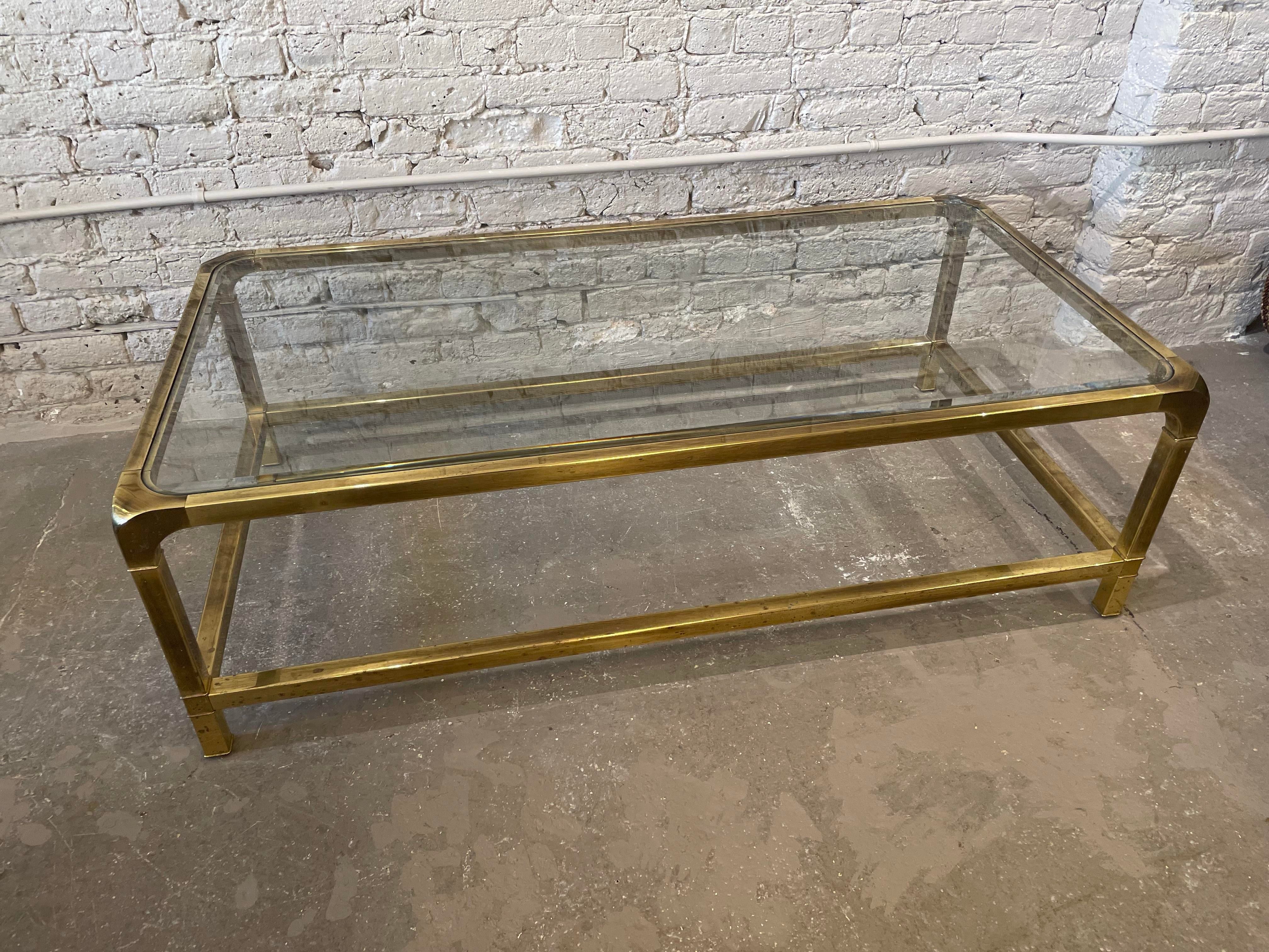 Vintage 1970s Brass Mastercraft Style Coffee Table