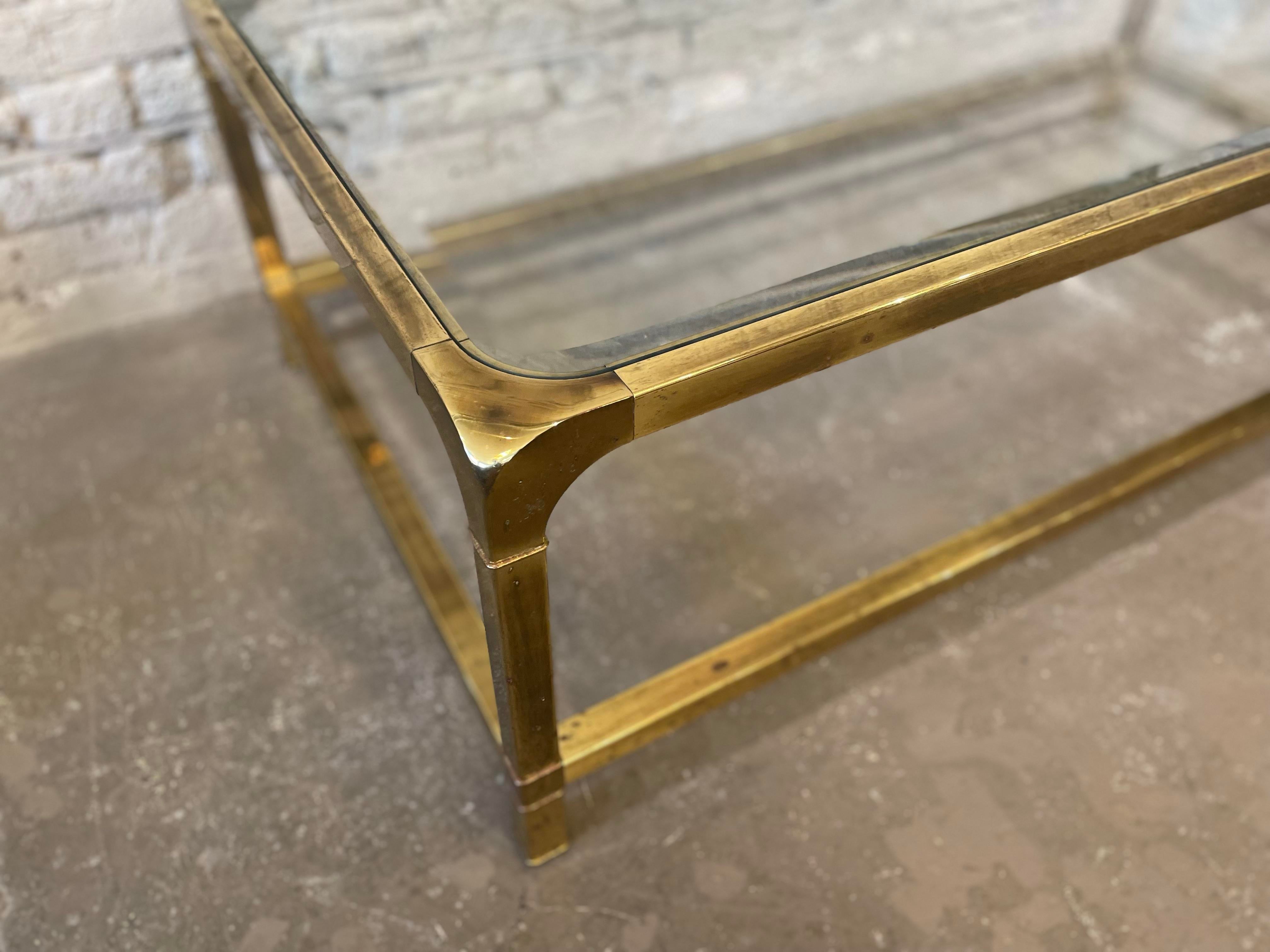 Vintage 1970s Brass Mastercraft Style Coffee Table