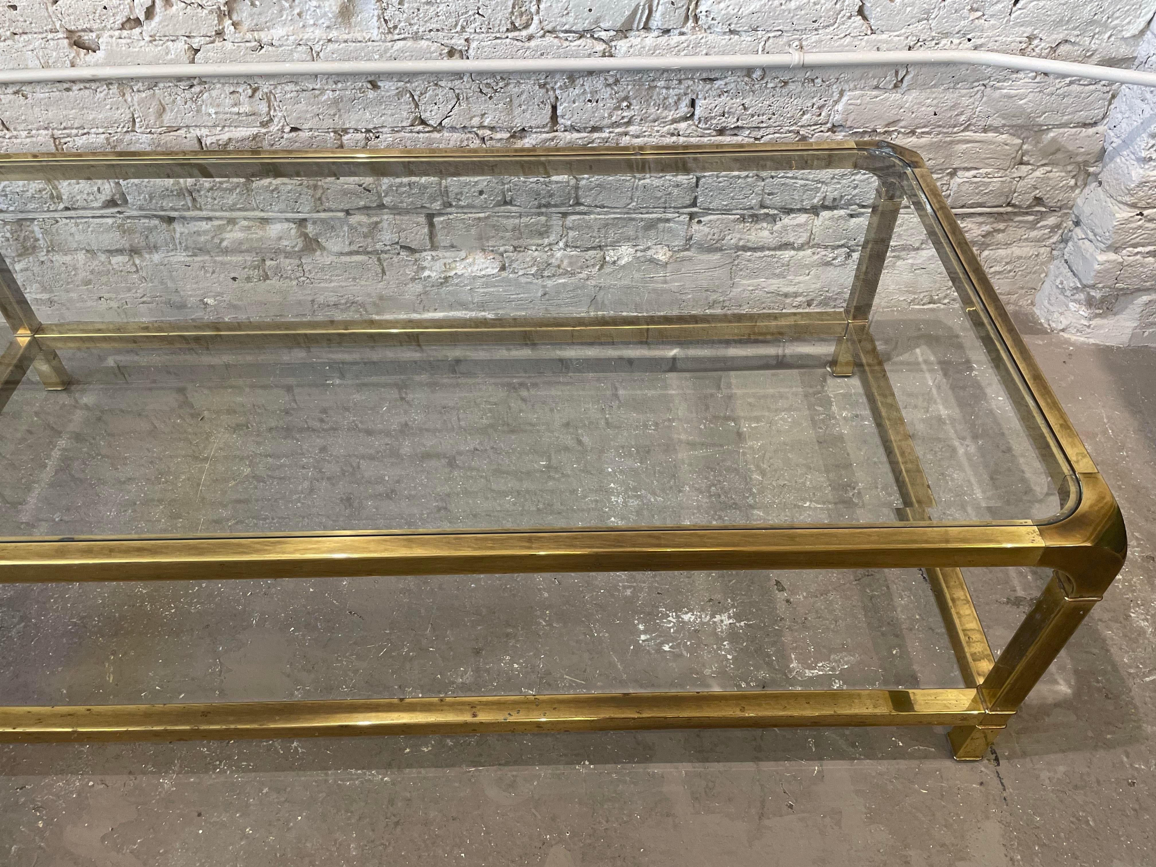 Vintage 1970s Brass Mastercraft Style Coffee Table