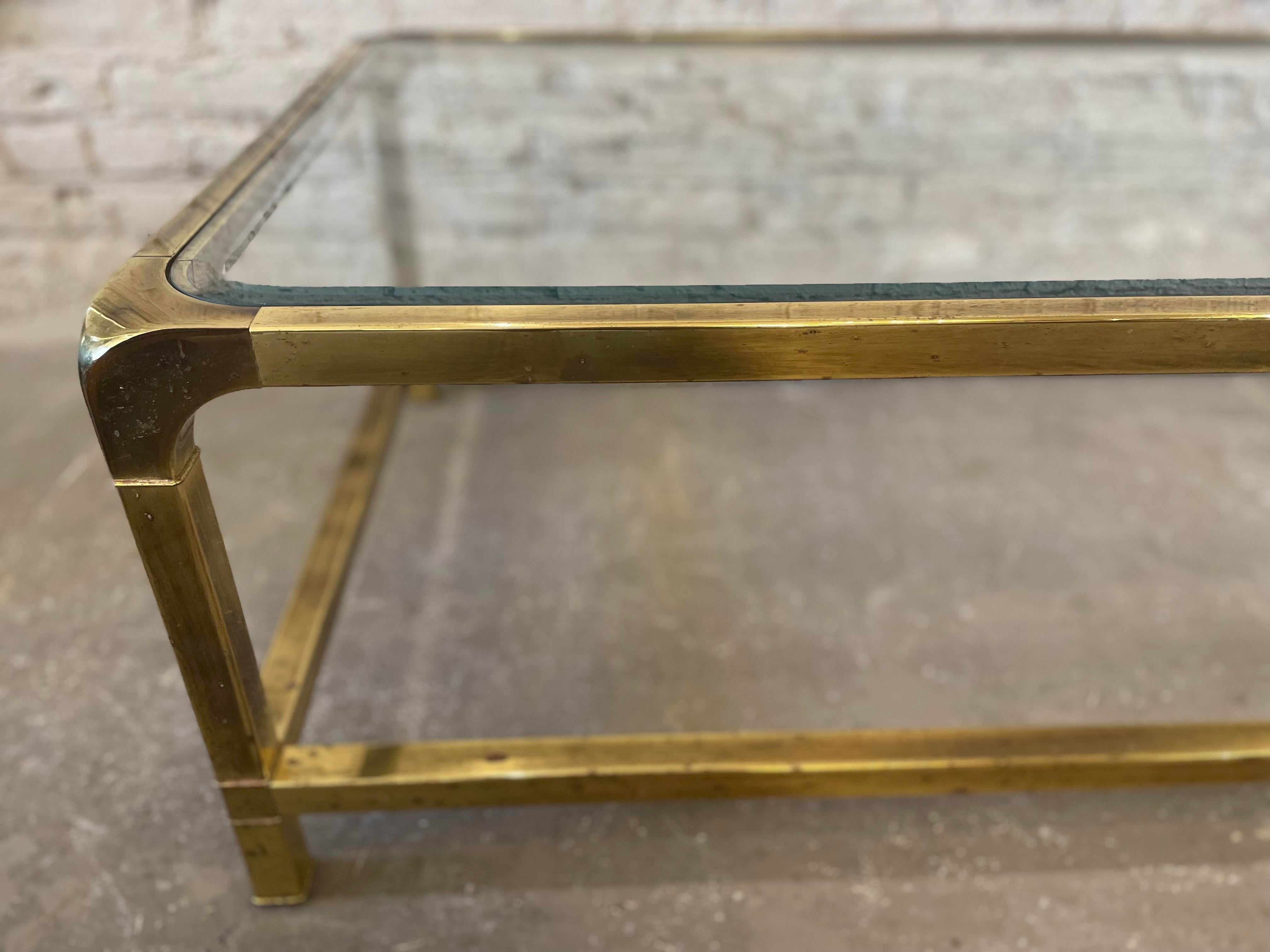 Vintage 1970s Brass Mastercraft Style Coffee Table