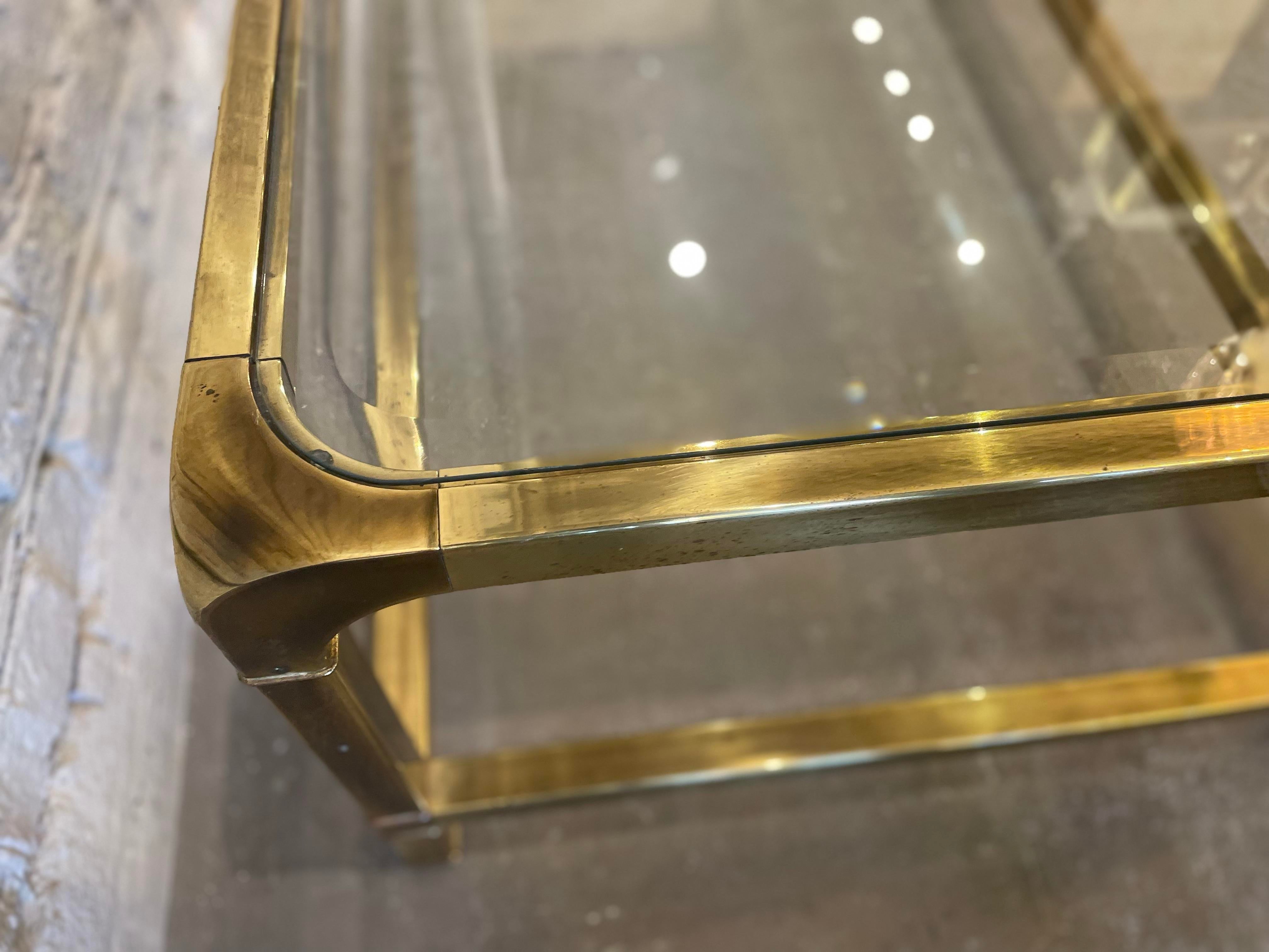 Vintage 1970s Brass Mastercraft Style Coffee Table