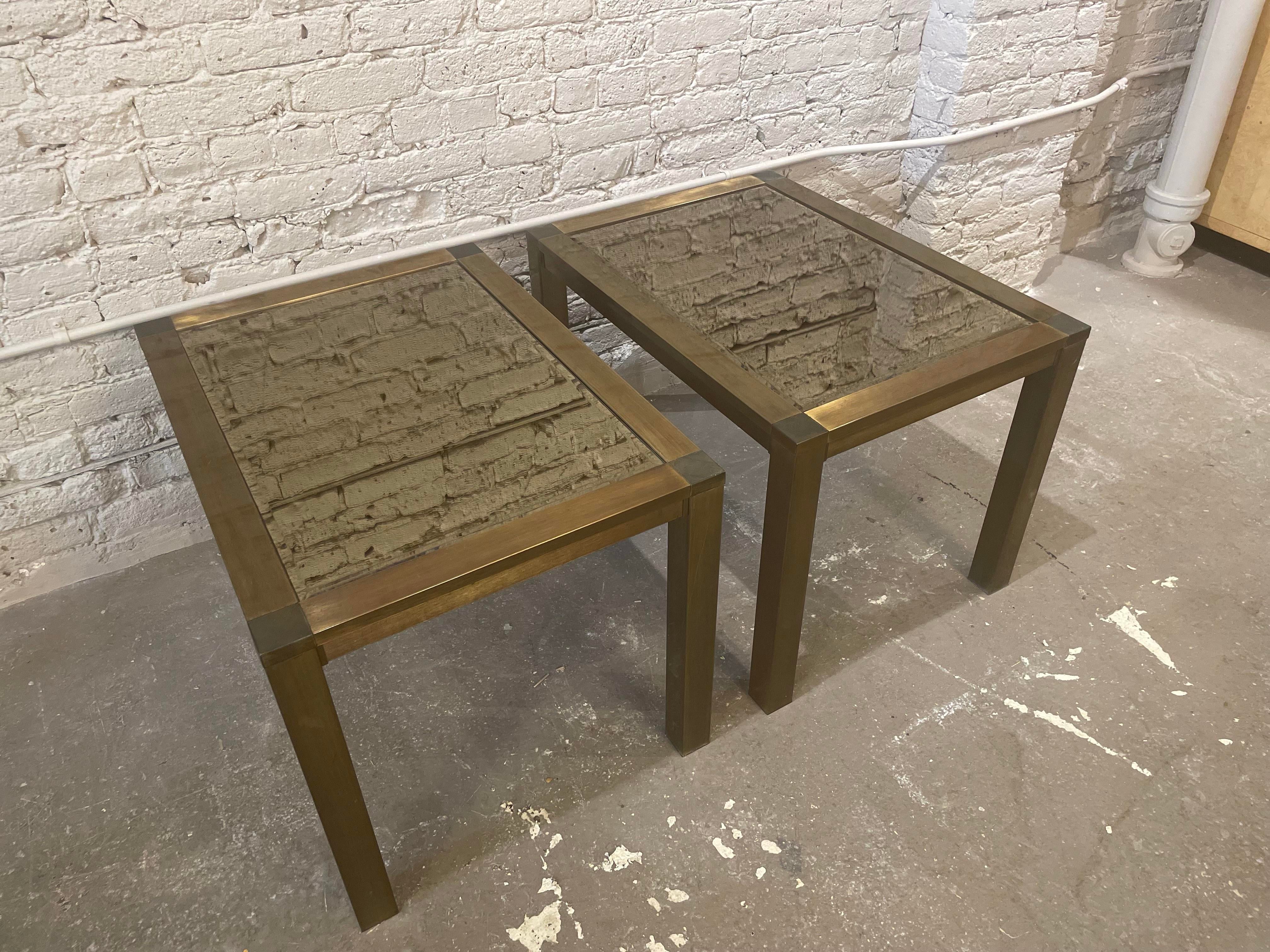 Vintage 1970s Brass Side Tables - a Pair