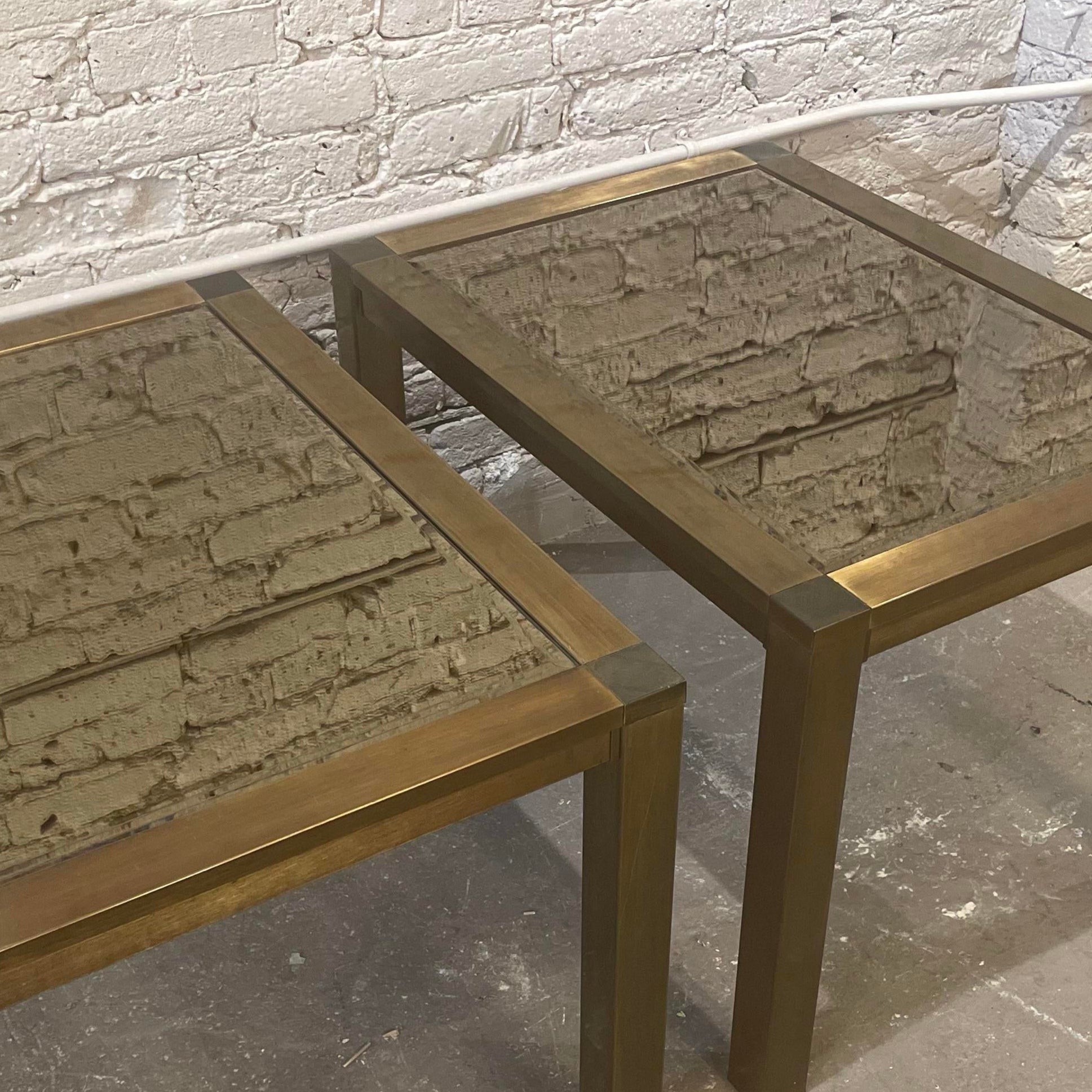 Vintage 1970s Brass Side Tables - a Pair