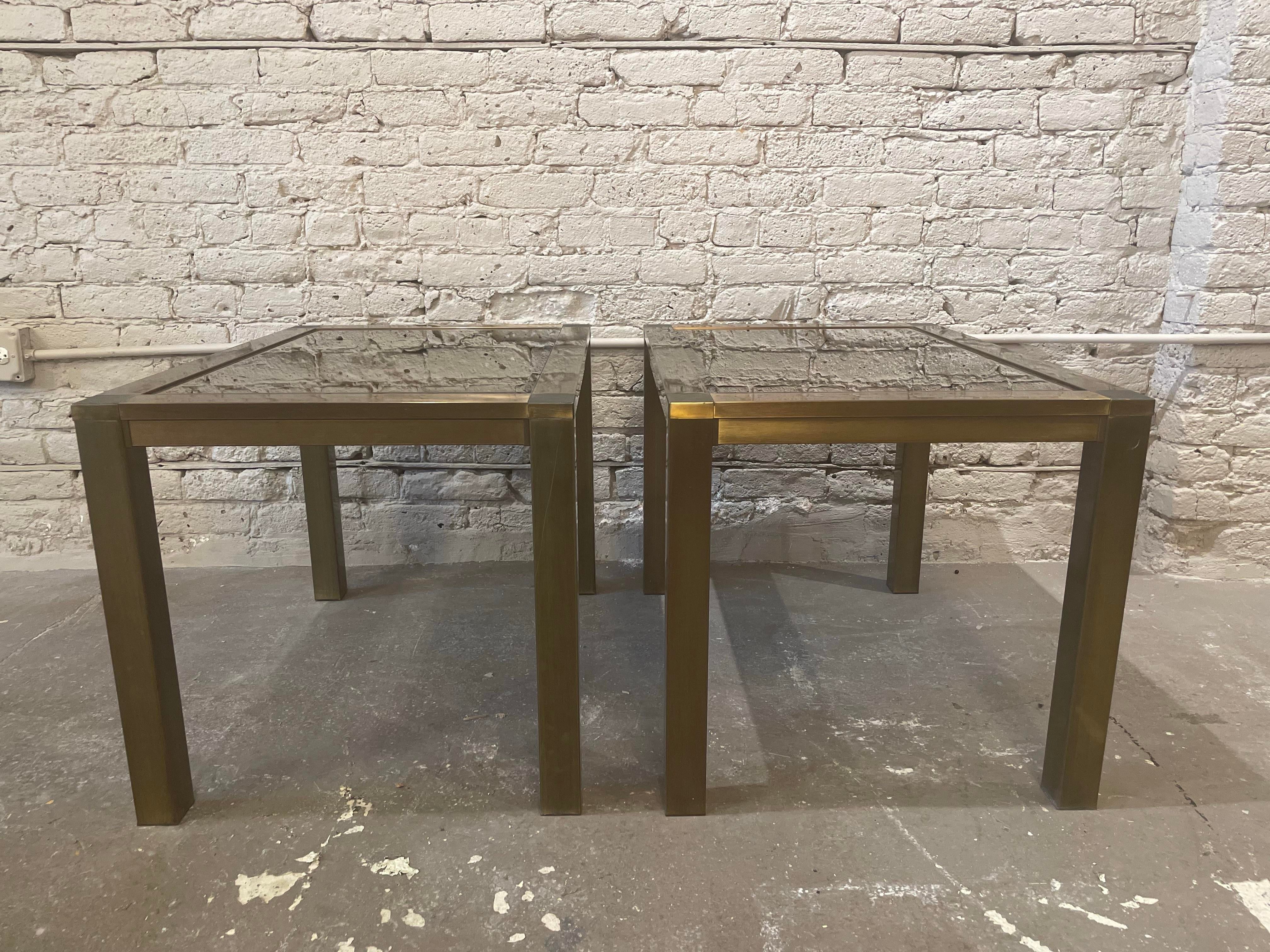 Vintage 1970s Brass Side Tables - a Pair