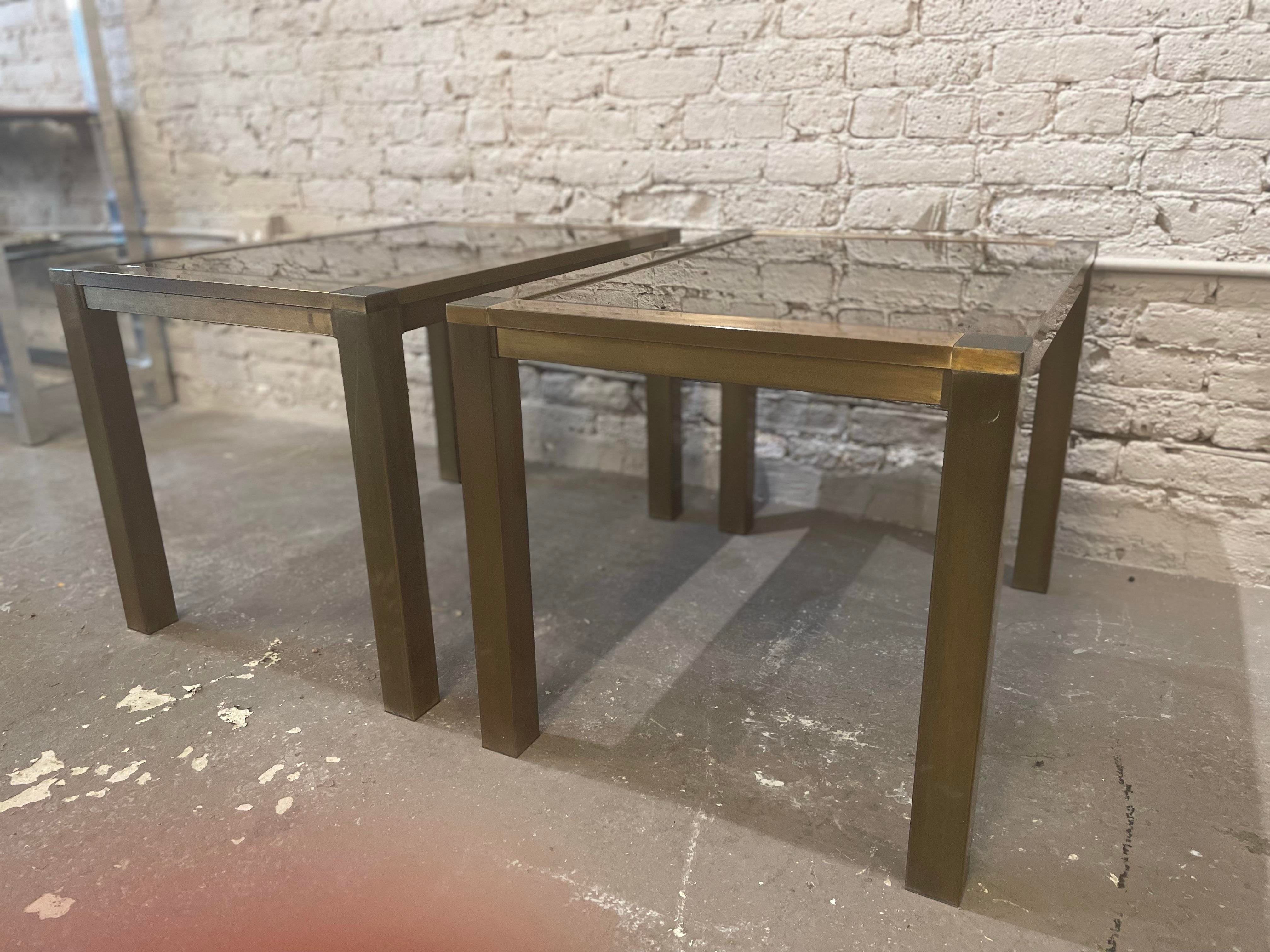 Vintage 1970s Brass Side Tables - a Pair