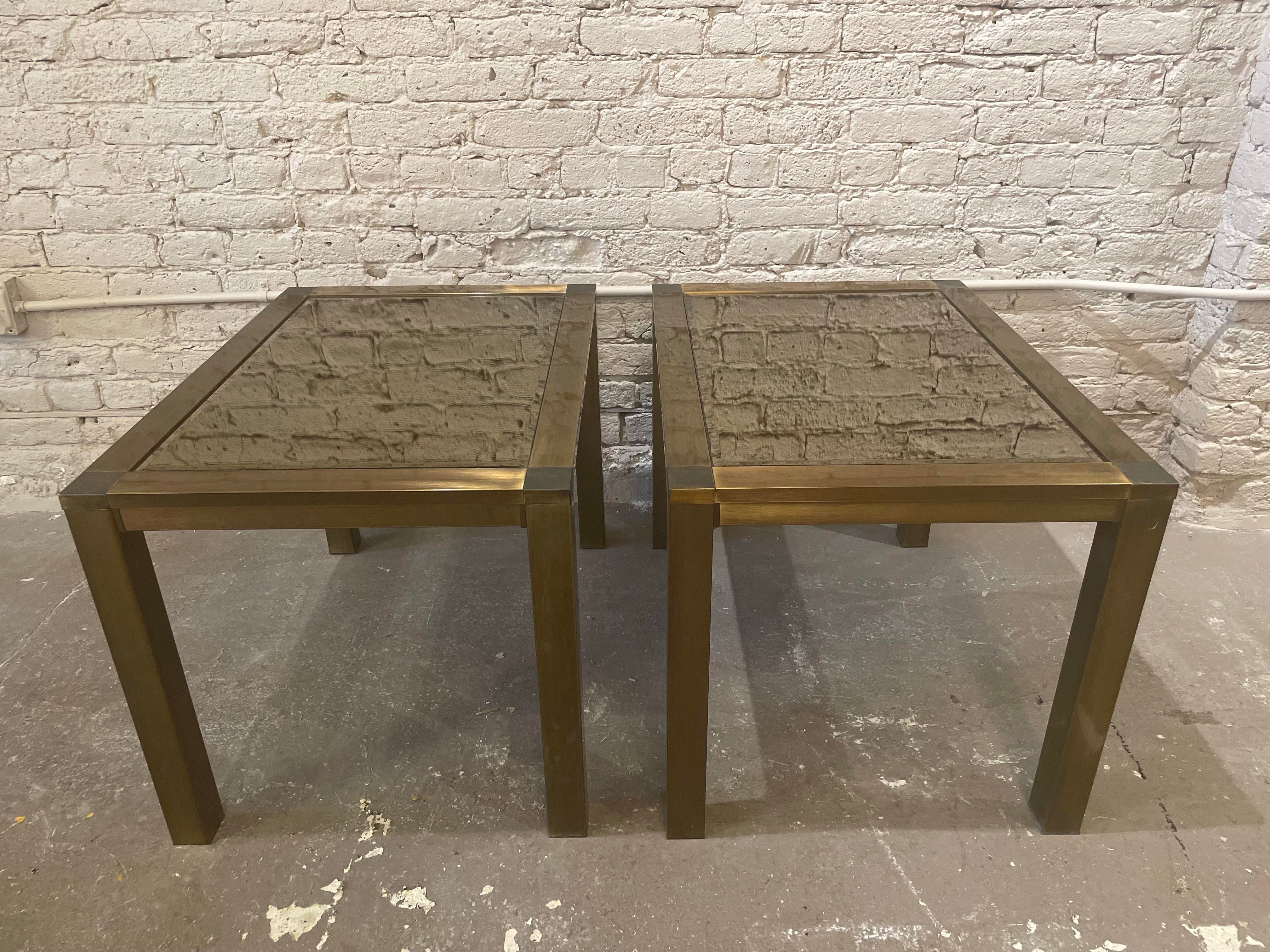 Vintage 1970s Brass Side Tables - a Pair