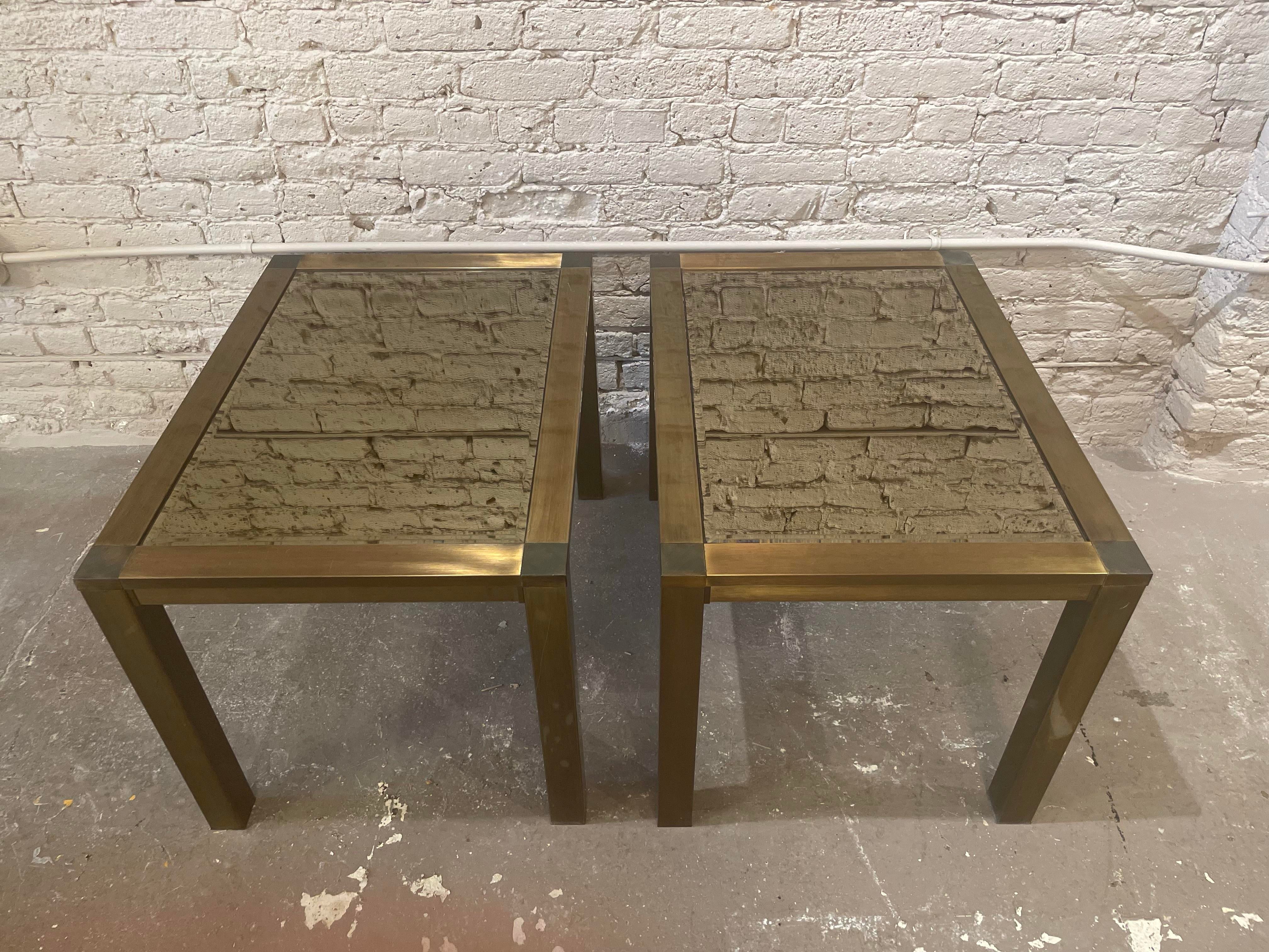 Vintage 1970s Brass Side Tables - a Pair
