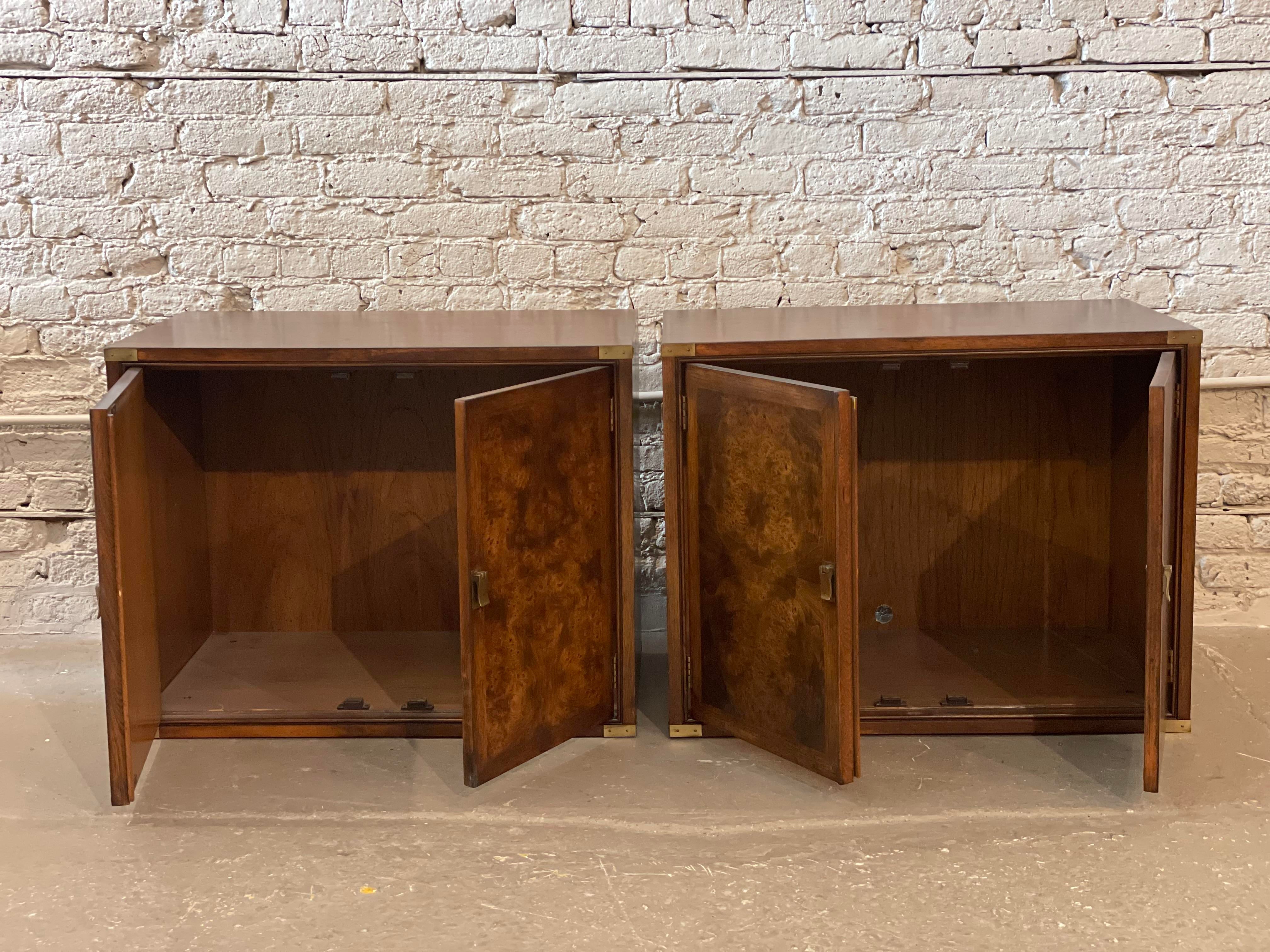 Vintage 1970s Burled Wood Nightstands - a Pair